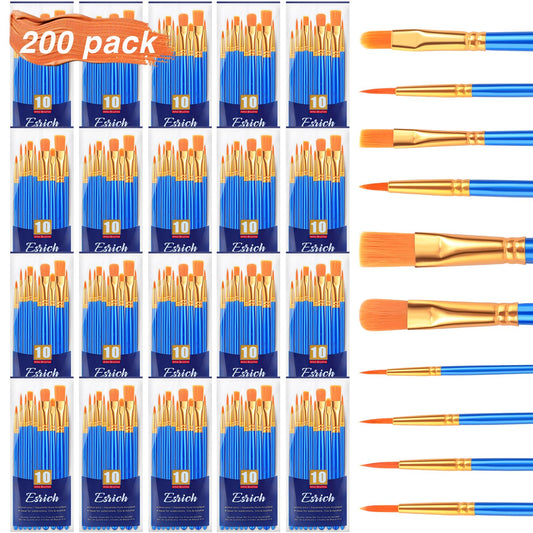 ESRICH 200PCS Paint Brushes, Paint Brush for Acrylic Painting