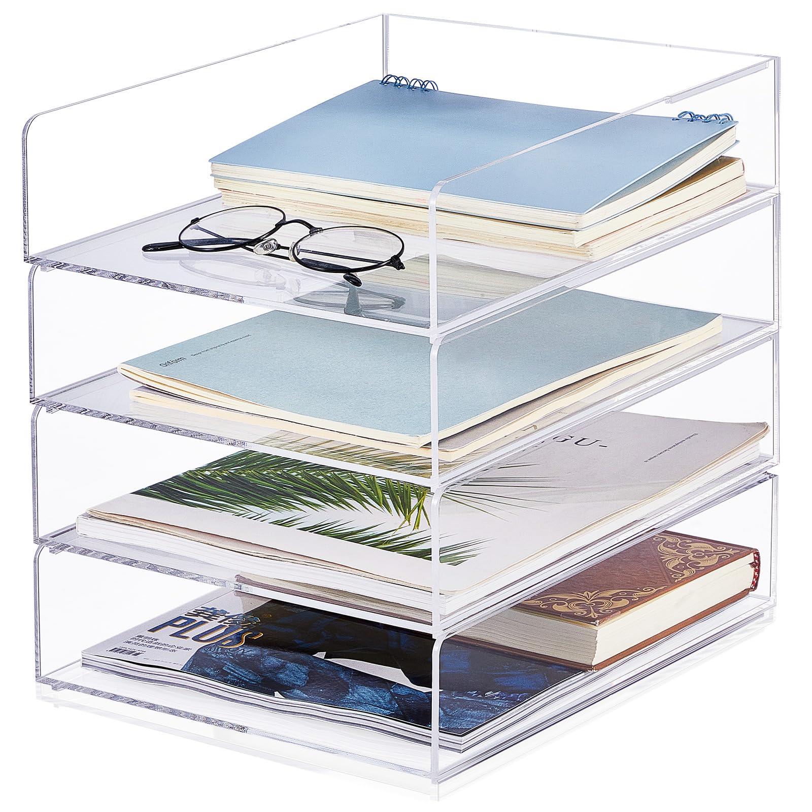 Harloon 4 Tier Paper Organizer Letter Tray Acrylic Desk File Organizer