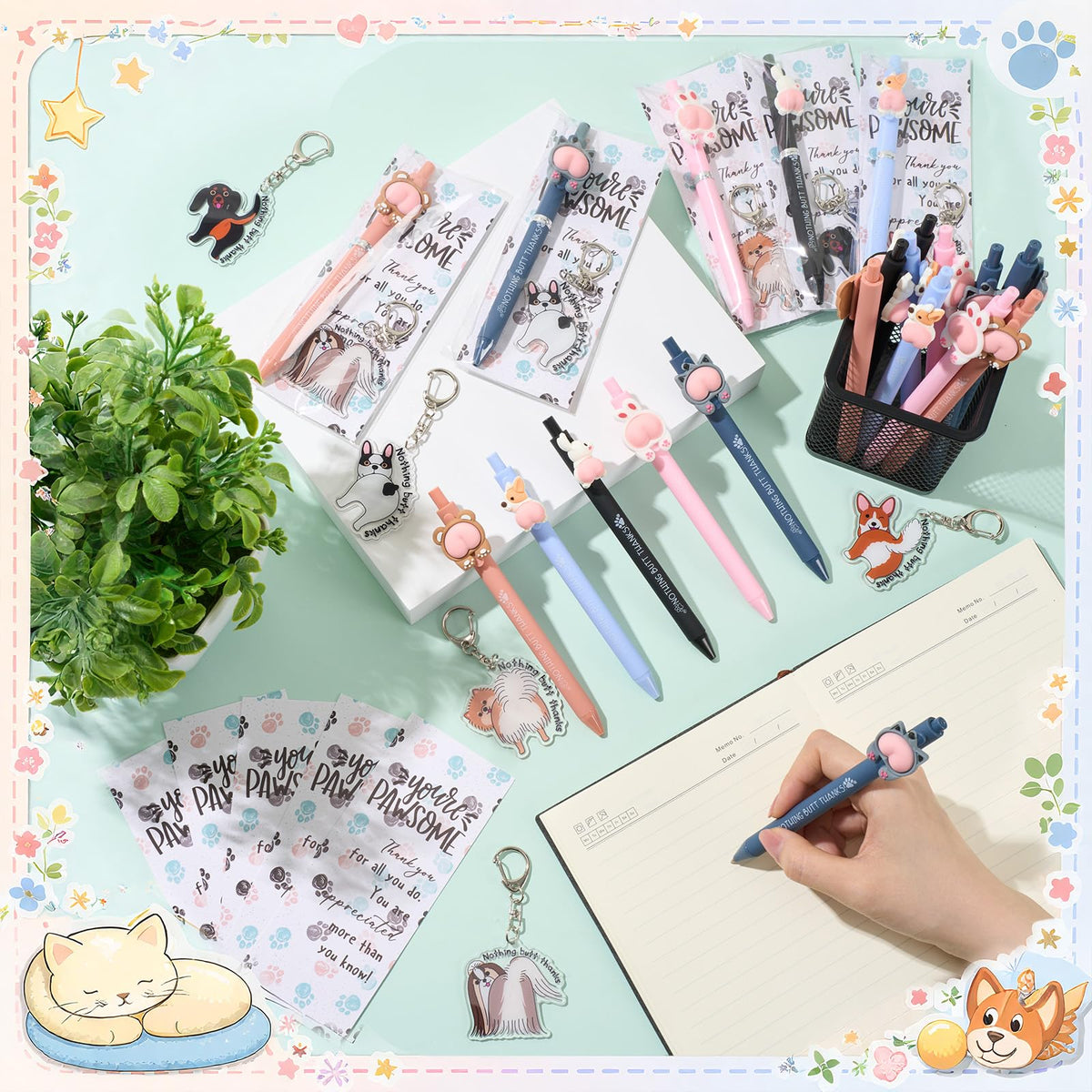 Sayglossy 30 Set Vet Tech Gifts Pens Keychains Cards Veterinary Assistant