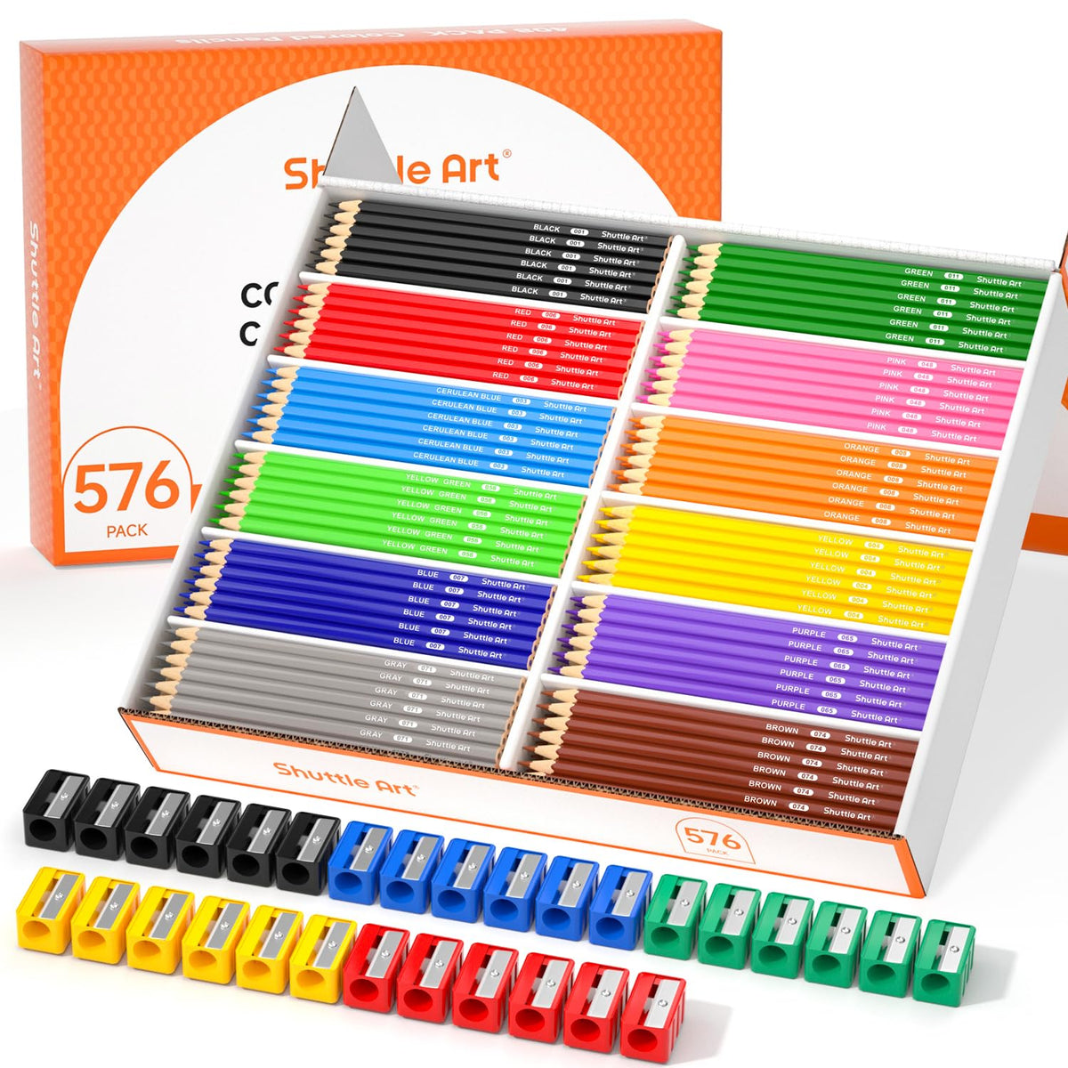 Shuttle Art 576 PCS Colored Pencils Bulk, 12 Colors, Pre-sharpened for Kids
