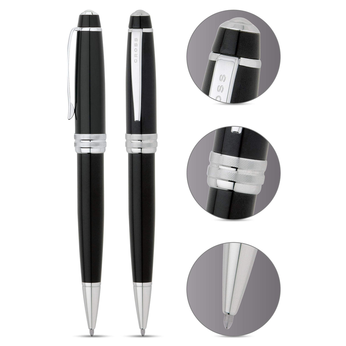 A. T. Cross Company Executive Styled Ballpoint Pen, Bailey Black (CROAT0452S7)