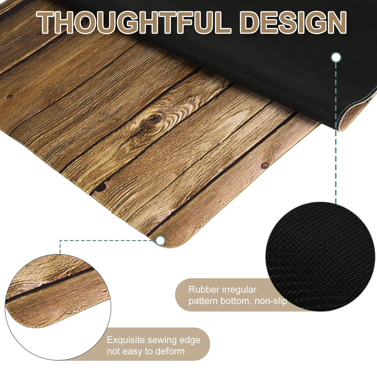L-SPOUTTO Vintage Wood Desk Mat,Extended 35.4x15.7in XXL Gaming Mouse Pad