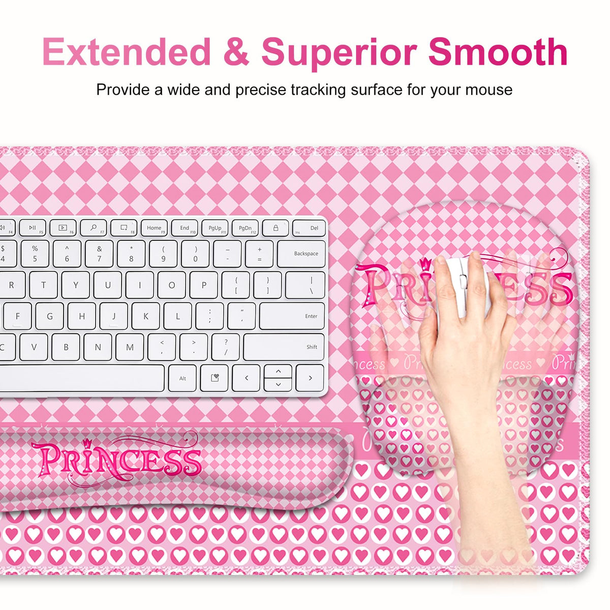 Mouse Pad with Wrist Support 4 in1 Set, XXL Big Game Mousepad + Keyboard Wrist Rest + Mouse Wrist
