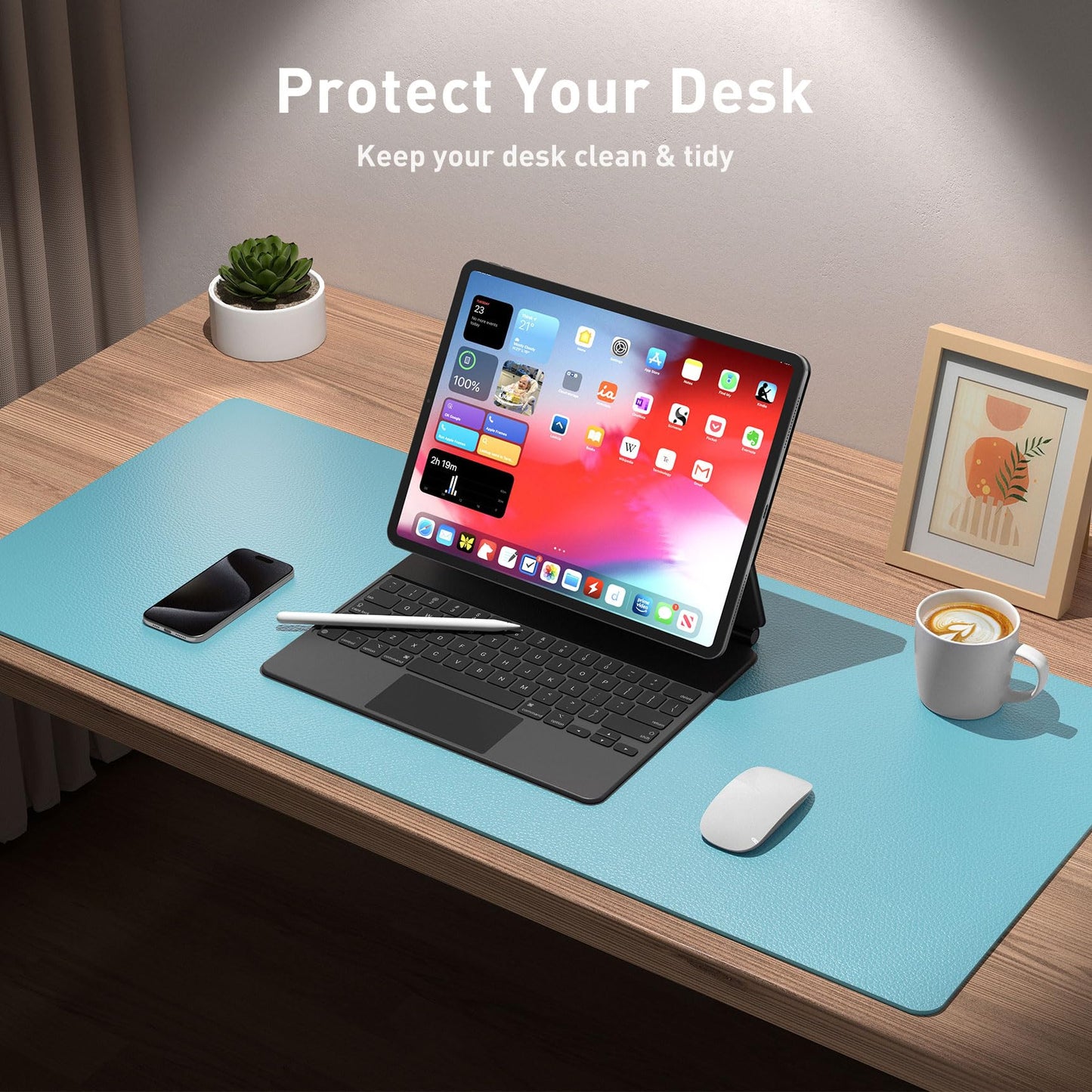 Aothia Large PU Leather Desk Pad Protector – Non-Slip Mouse Pad & Writing Mat for Office/Home