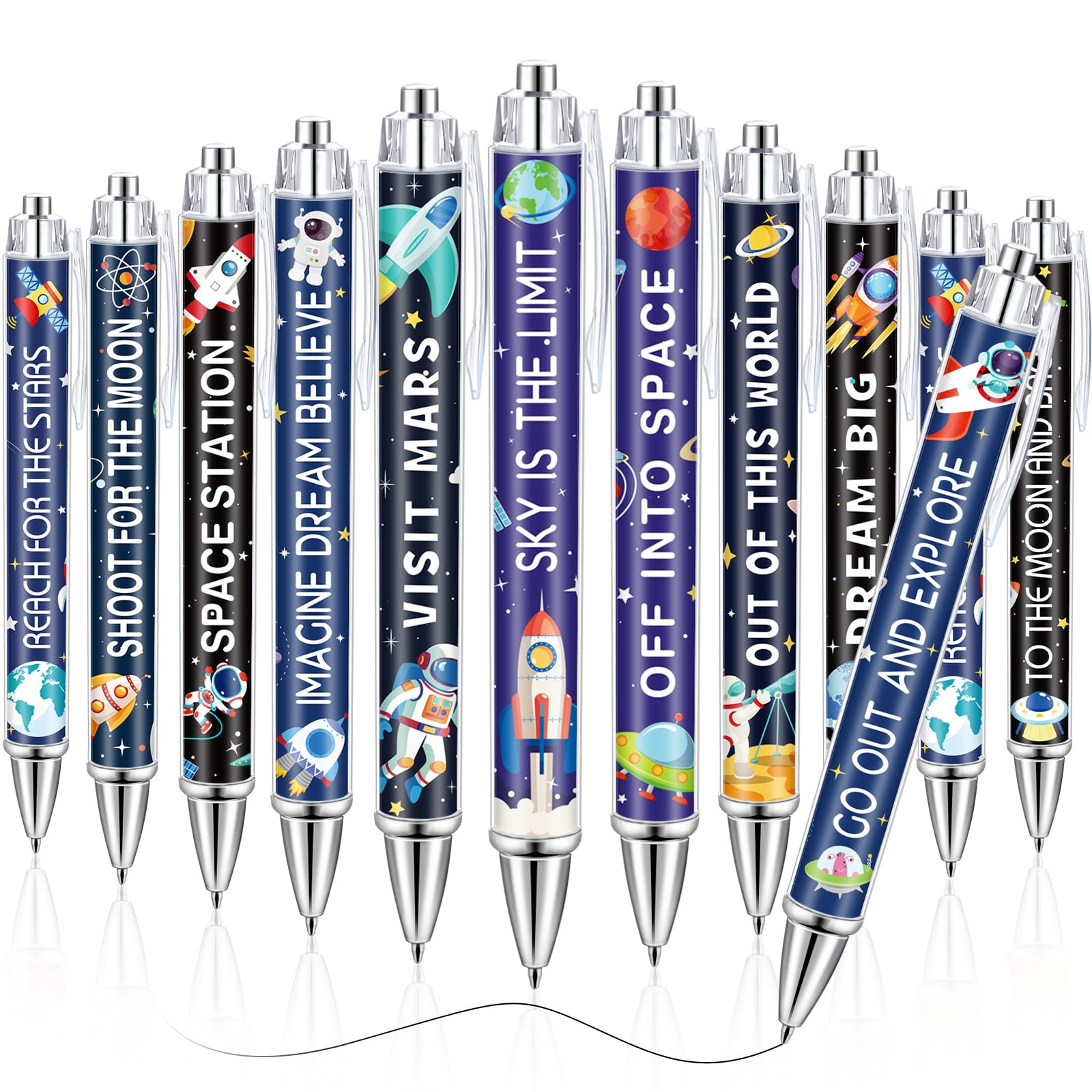 Dispowreath 48 Pcs Space Astronaut Pens Galaxy Ballpoint Pens Bulk Gifts