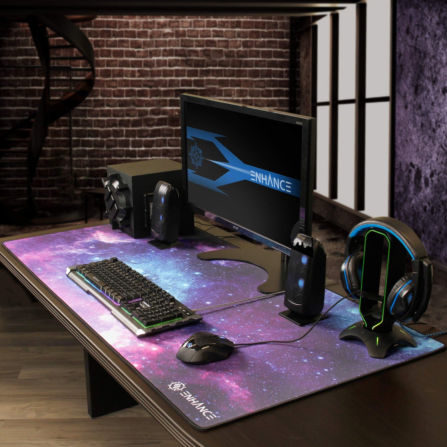 ENHANCE XXXL Gaming Computer Desk Mat - 3XL Large Mouse Mat (48x24 Mouse Pad) Cushion Padding for