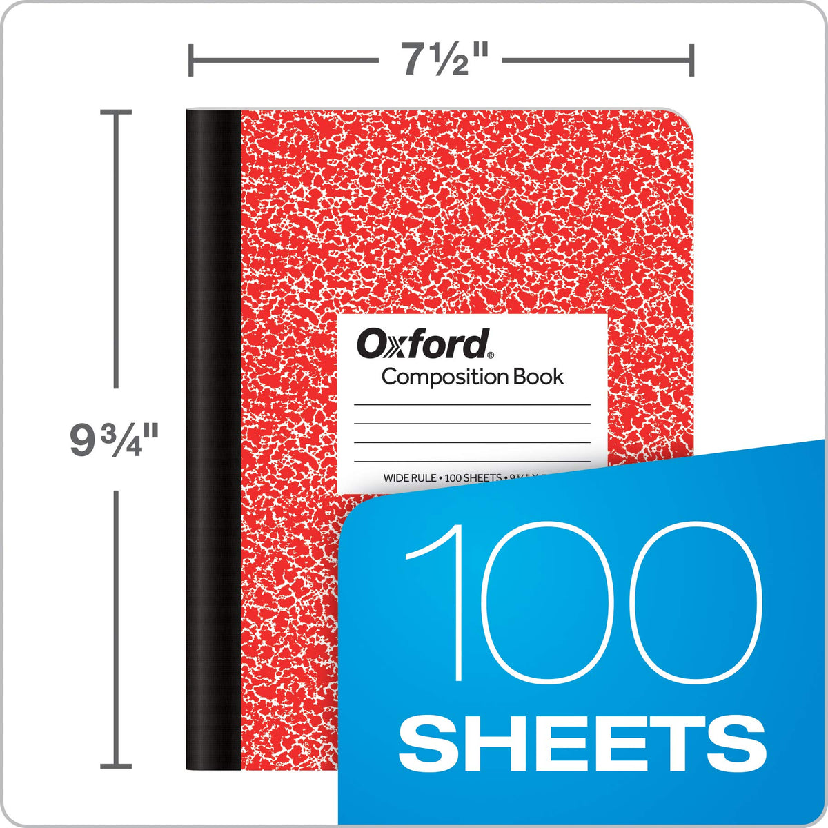 Oxford Composition Notebooks, 6 Pack, Cover Colors Vary, Wide Ruled Paper, 9-3/4 x 7-1/2 Inch