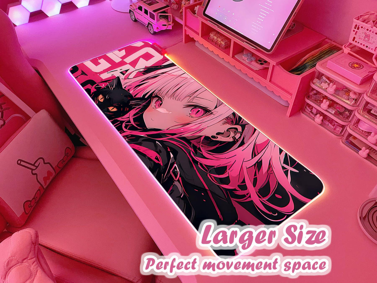 JMIYAV Pink RGB Gaming Mouse Pad 31.5x12 Inch PC XL Large Extended Glowing Led Light Up Desk Pad
