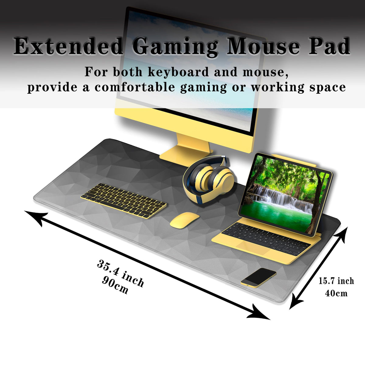 Samgula Computer Desk Mat XXL Mousepad Big Mouse Pad Gaming Desk Mats Office Pad Non-Slip Rubber