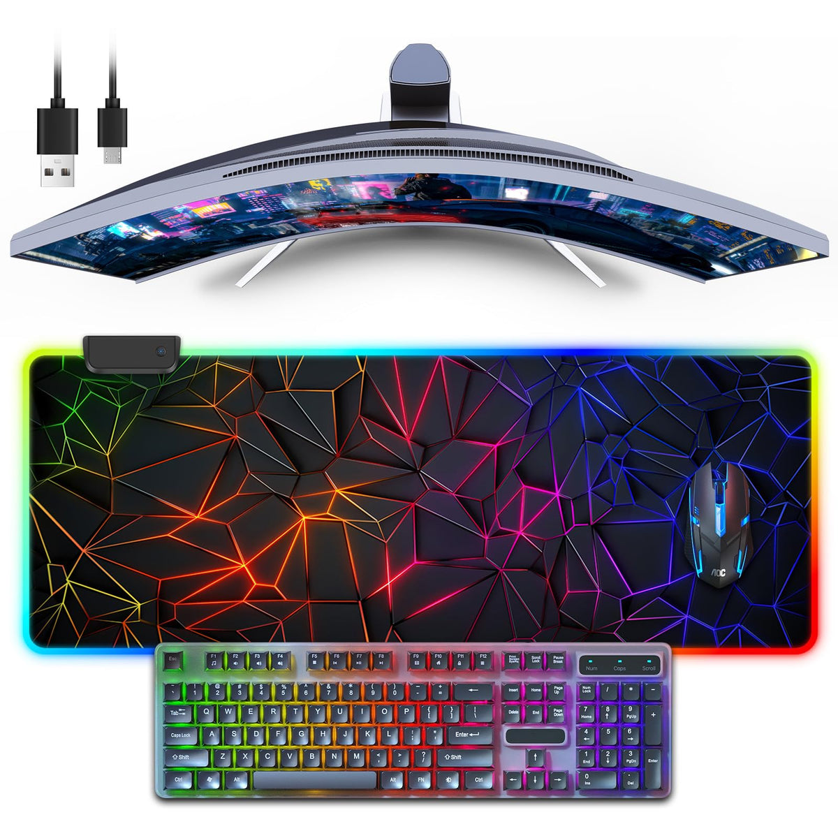 Mouse Pad 31.5 X 11.8 Inches RGB Mouse Mat with 13 Light Modes