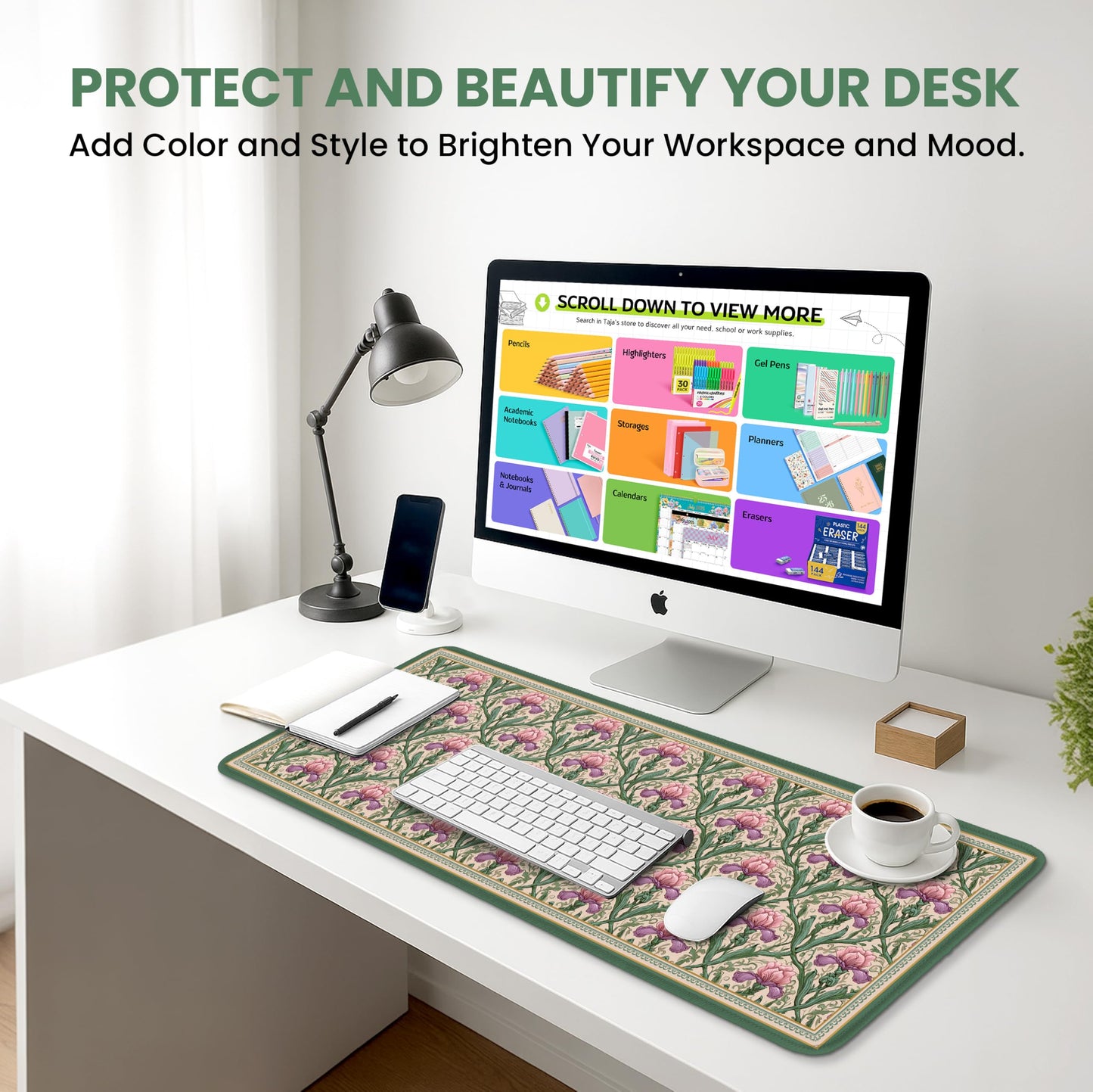 ZapDesk Large Desk Mat, Extended Mouse Pad for Desktop, 35.4" x 15.7"