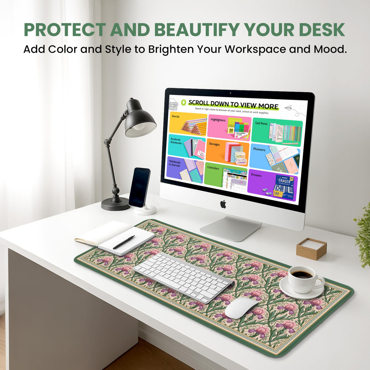 ZapDesk Large Desk Mat, Extended Mouse Pad for Desktop, 35.4" x 15.7"