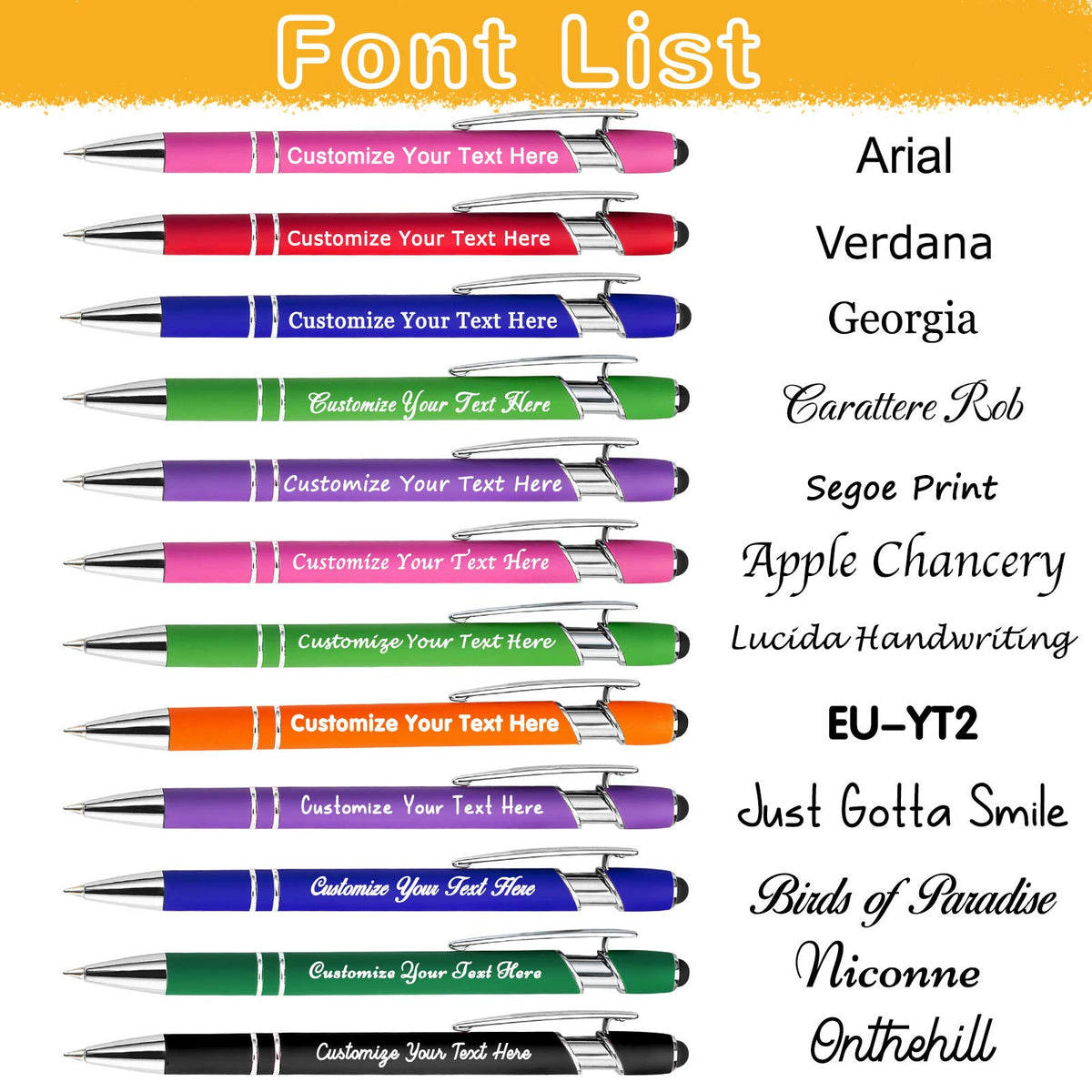 Up to 504 Pcs Personalized Pens with Stylus Name Free Engraving,Custom Metal Pens for Men Women