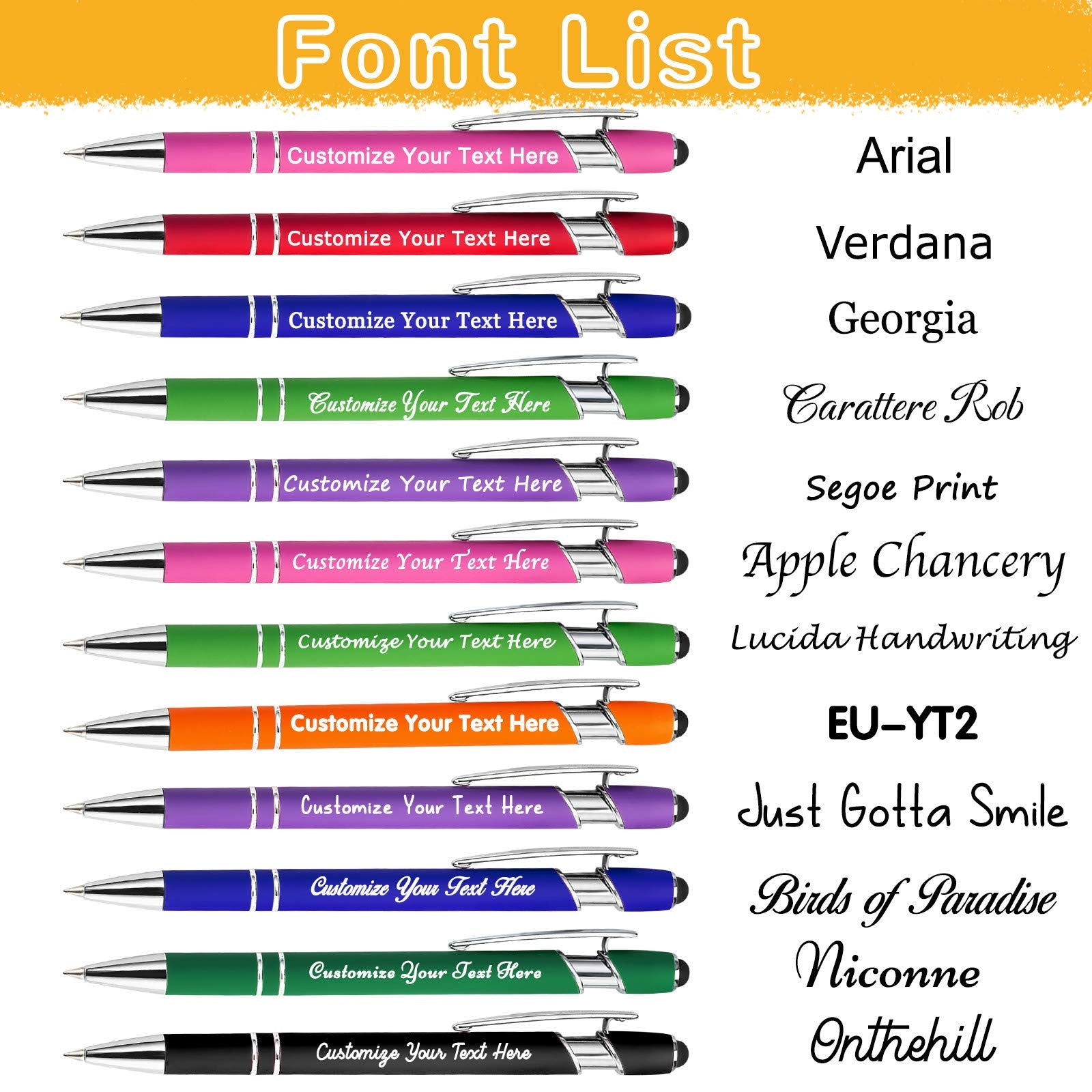Up to 504 Pcs Personalized Pens with Stylus Name Free Engraving,Custom Metal Pens for Men Women