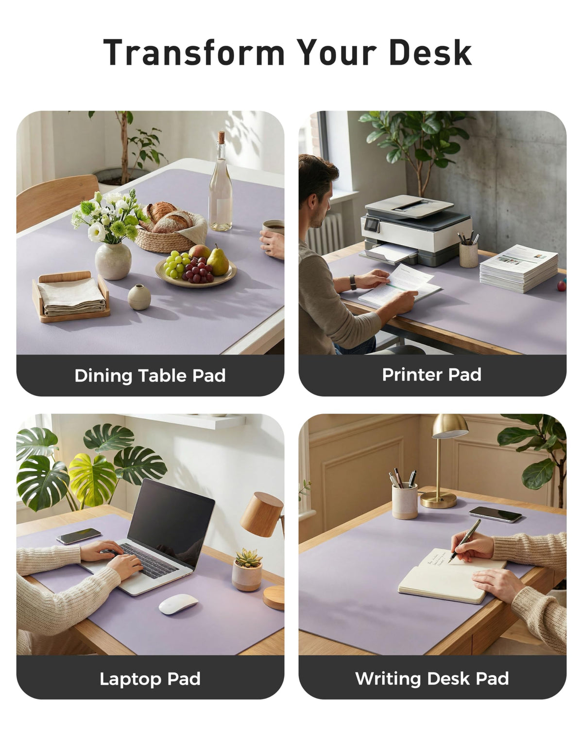 Aothia Faux Leather Desk Mat - Large Mouse Pad, Non-Slip PU Leather Blotter, Waterproof Writing