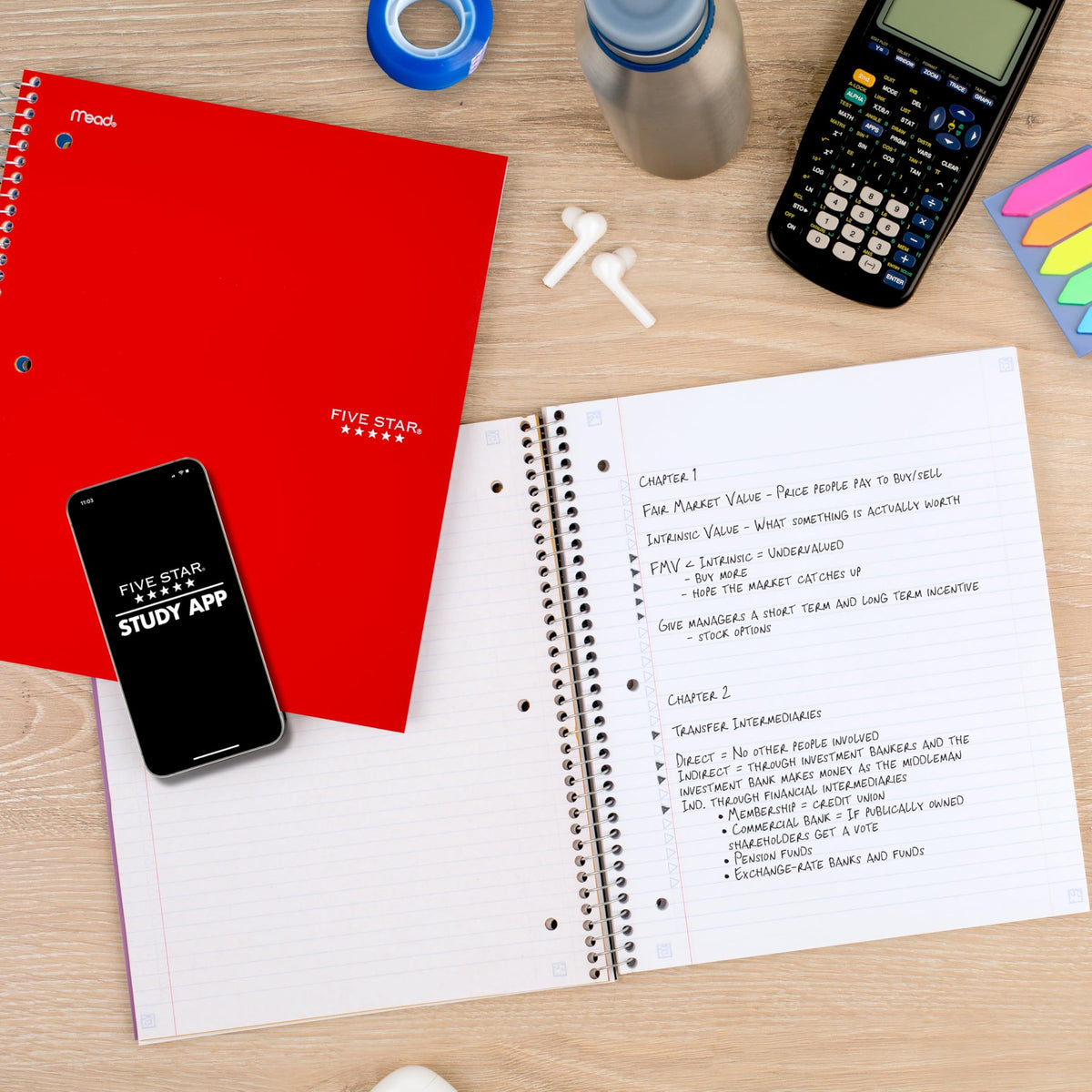 Five Star Spiral Notebook + Study App, 3 Subject, College Ruled Paper, 8-1/2" x 11", 150 Sheets