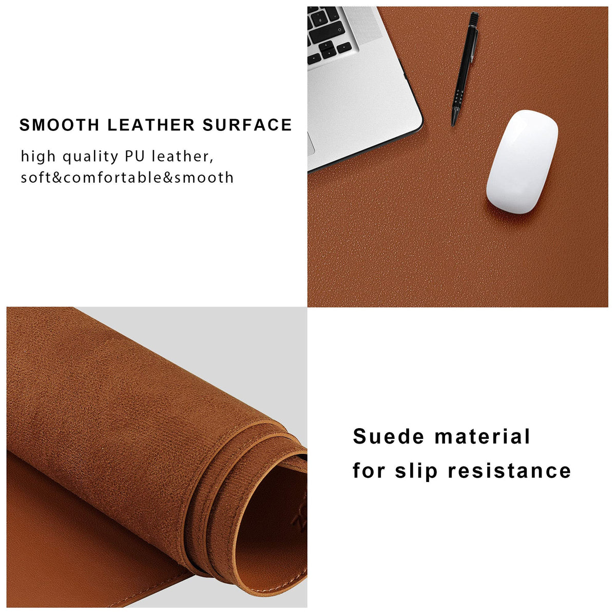 ZORESYN Light Brown Desk Mat 55"x24" Extra Large PU Leather Desk Pad