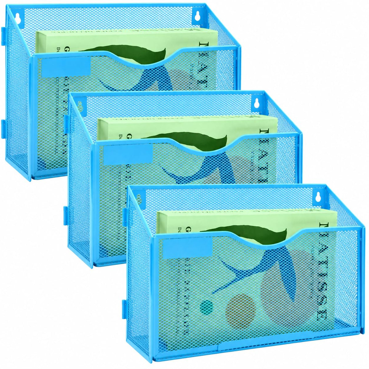 IOUGDSEC 3 Packs 1 Tier A4 Mesh in Tray Hanging Wall File Holder Magazine Document Holder Mail