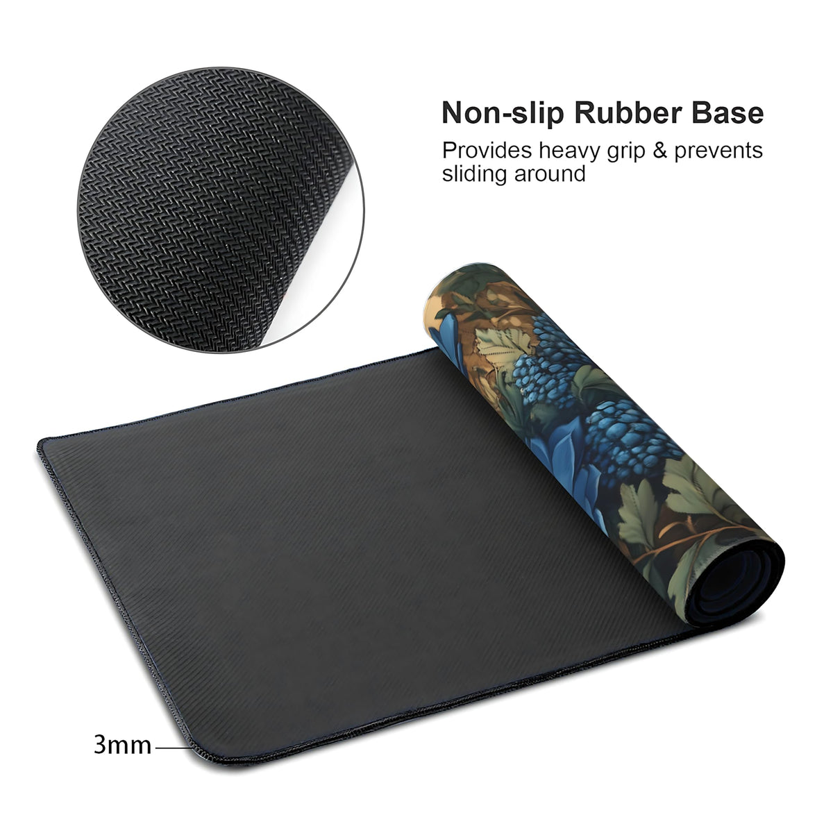 Floral Aesthetic Cosmos Gaming Mouse Pad, Apricot Blue Vintage Botanical Desk Mat with Anti-Slip