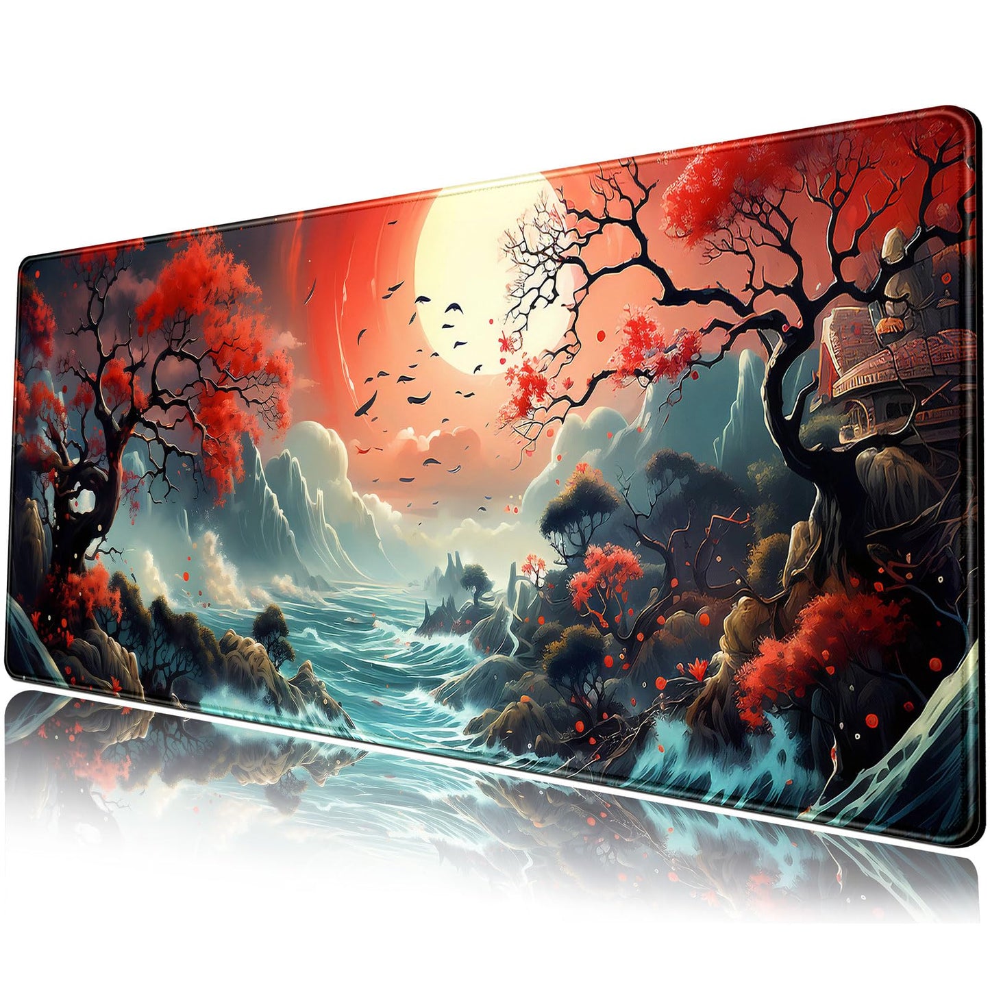 Japanese Desk Mat Extended Gaming Mousepad Japan Large Mouse Pad XL Oceanic Passage Aesthetic Desk