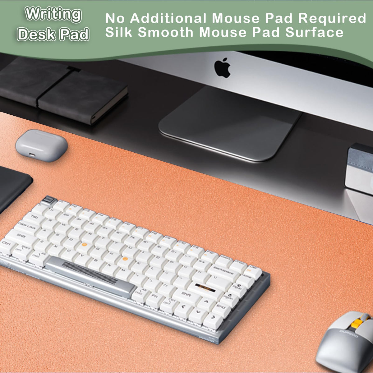 Boutilon Leather Desk Pad Protector,Non-Slip Mouse Pad,Laptop Desk Pad,Office Mouse Mat,Waterproof