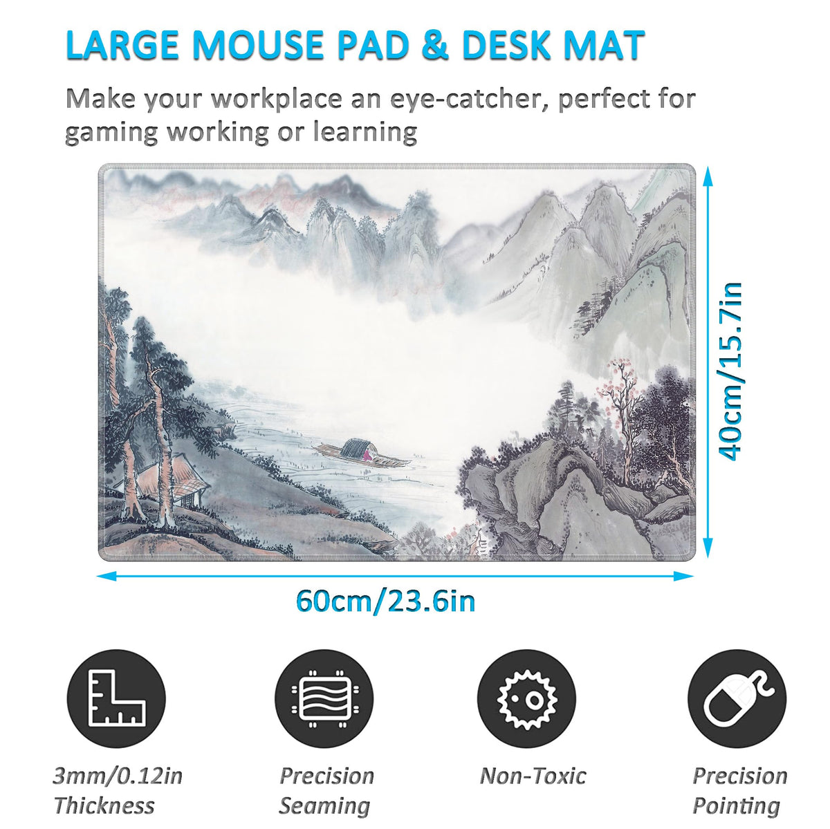 LL-COEUR XXL Landscape Gaming Mouse Pad Computer Keyboard Mat Office Desk Pad (Landscape 1, 23.6" x