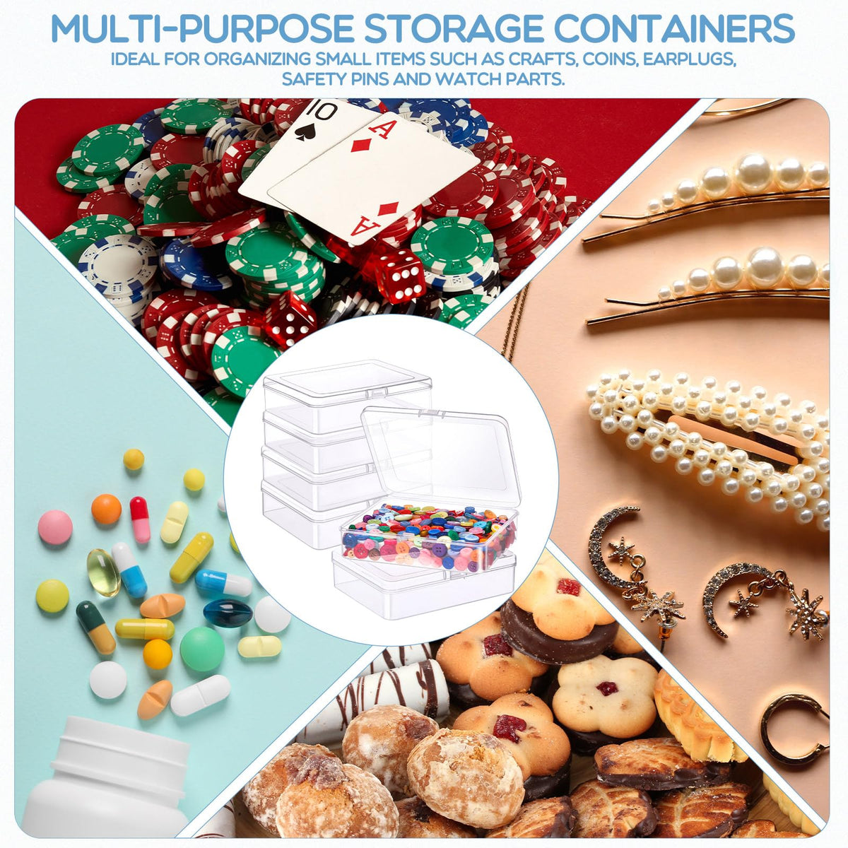 Jetec 30 Pieces Small Clear Plastic Storage Box, 5 x 4 x 1.3 Inch