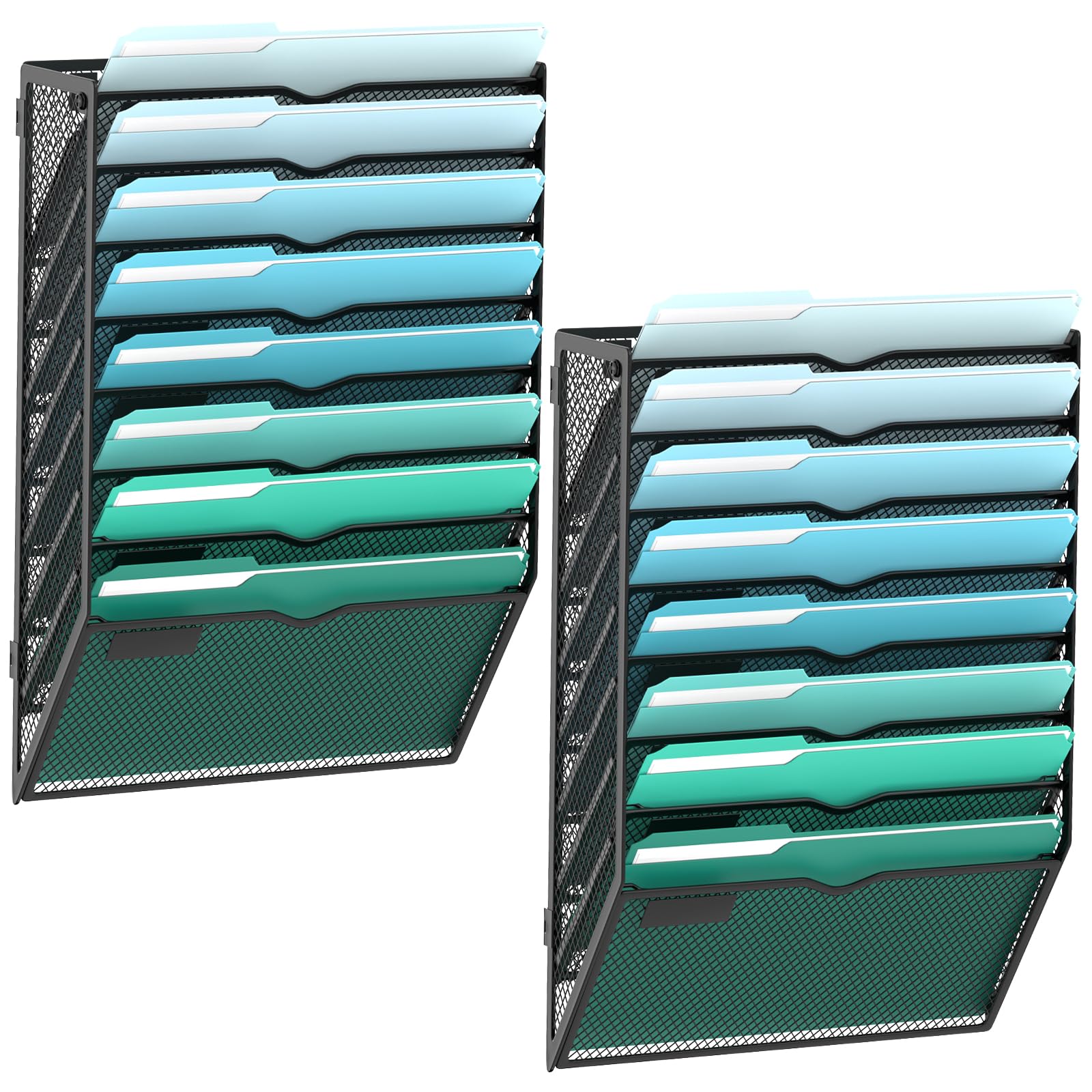 SUPEASY 8-Tier Wall File Organizer, Wall Mounted Mail Sorter, 2 Pack