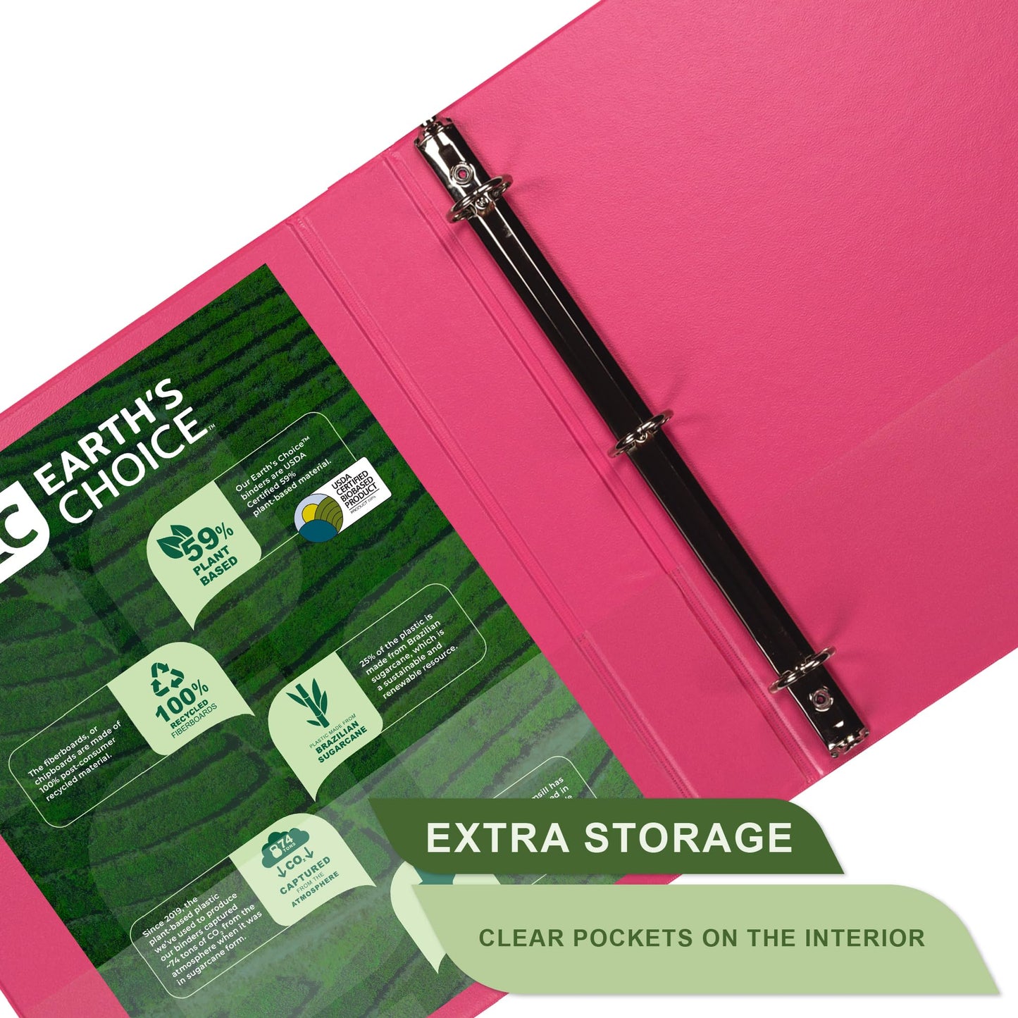Samsill Earth’s Choice™, Durable Fashion Color 3 Ring View Binder, 1.5 Inch Round Ring, Up to 25%