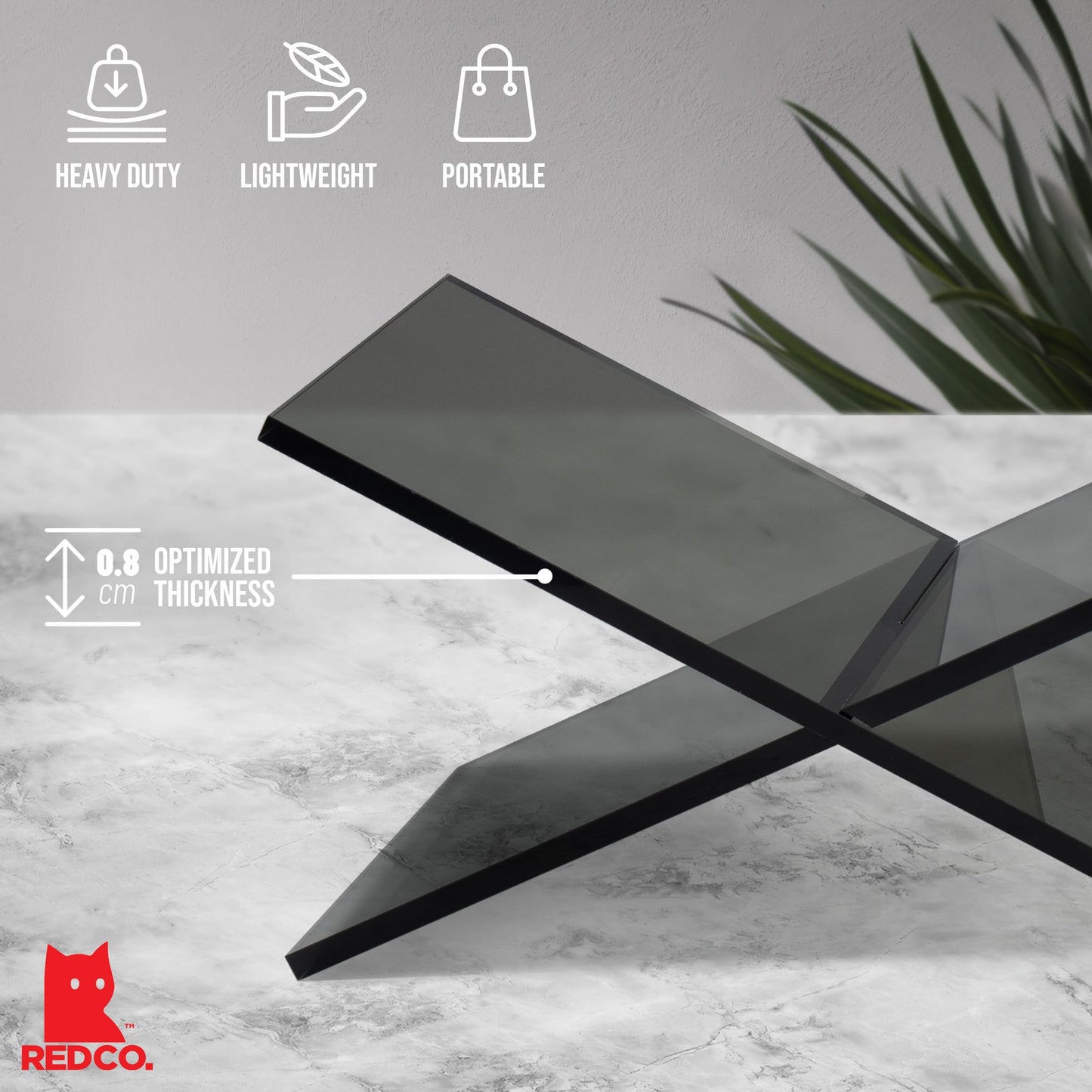 Red Co. Transparent Grey Acrylic Book Holder 2 Piece Reading Stand for Open and Closed Books