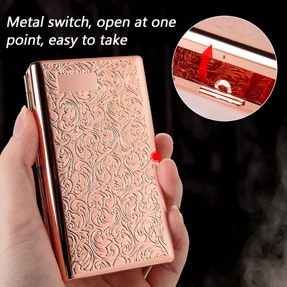 Goshentech Vintage Metal case,14 Capacity,Metal Plated Rose Gold,Double-Sided Open(Rose Gold,100mm