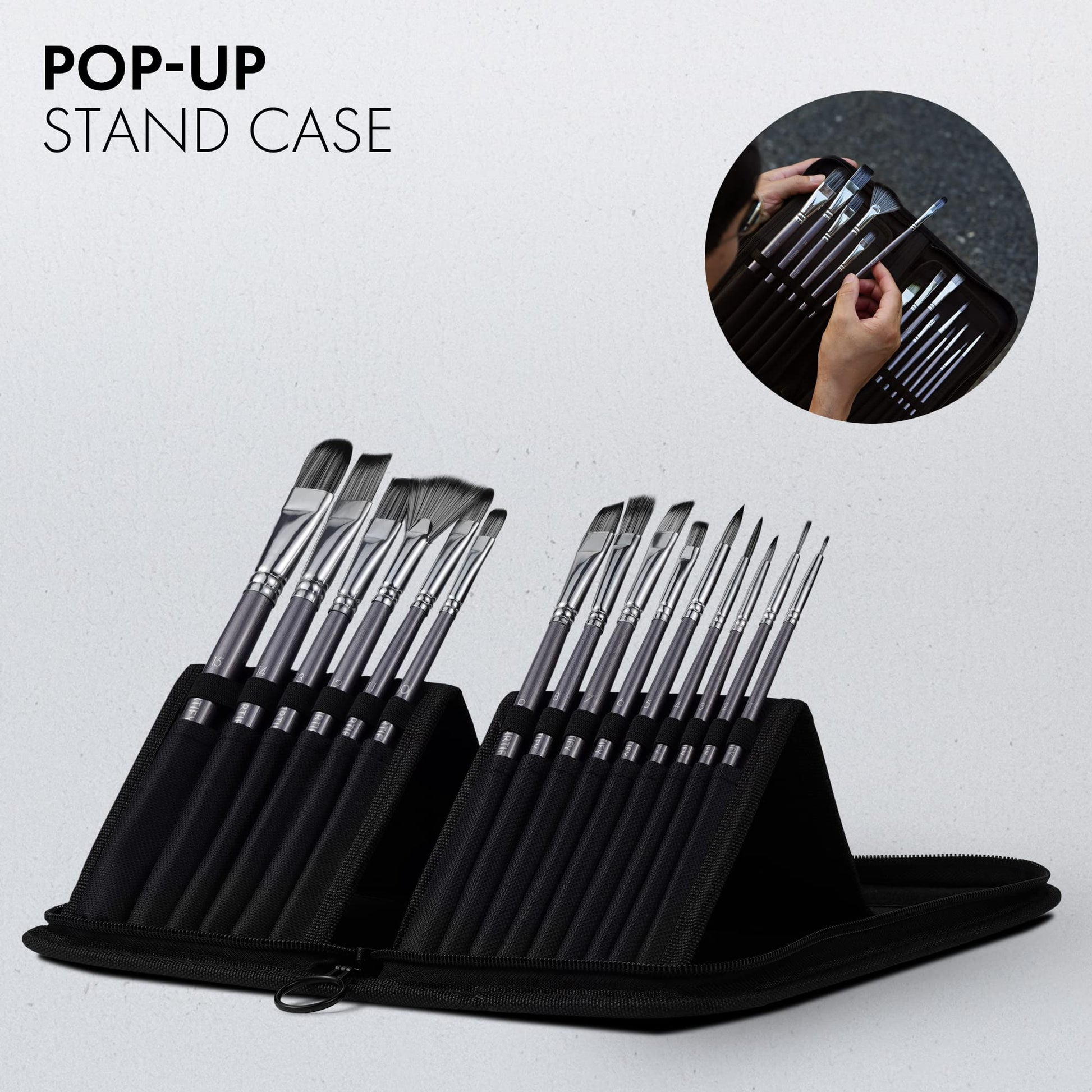 18 Piece Paint Brush Set, ARTIFY 15 Acrylic Paint Brushes, Palette Knife, and 2 Sponges