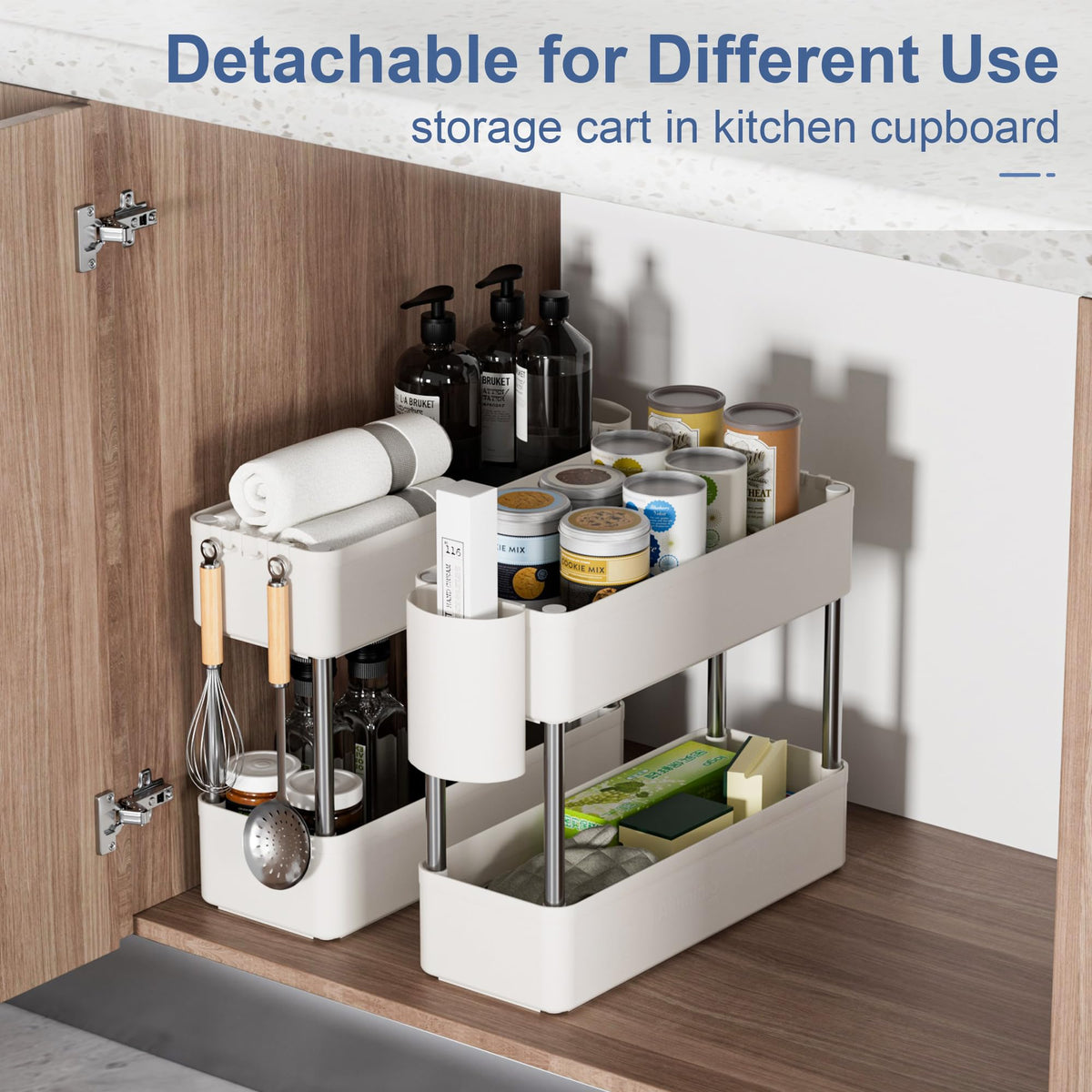 VECELO Storage Rolling Cart, 4 Tier Utility Cart Kitchen Slim Mobile Storage Unit Organizers with
