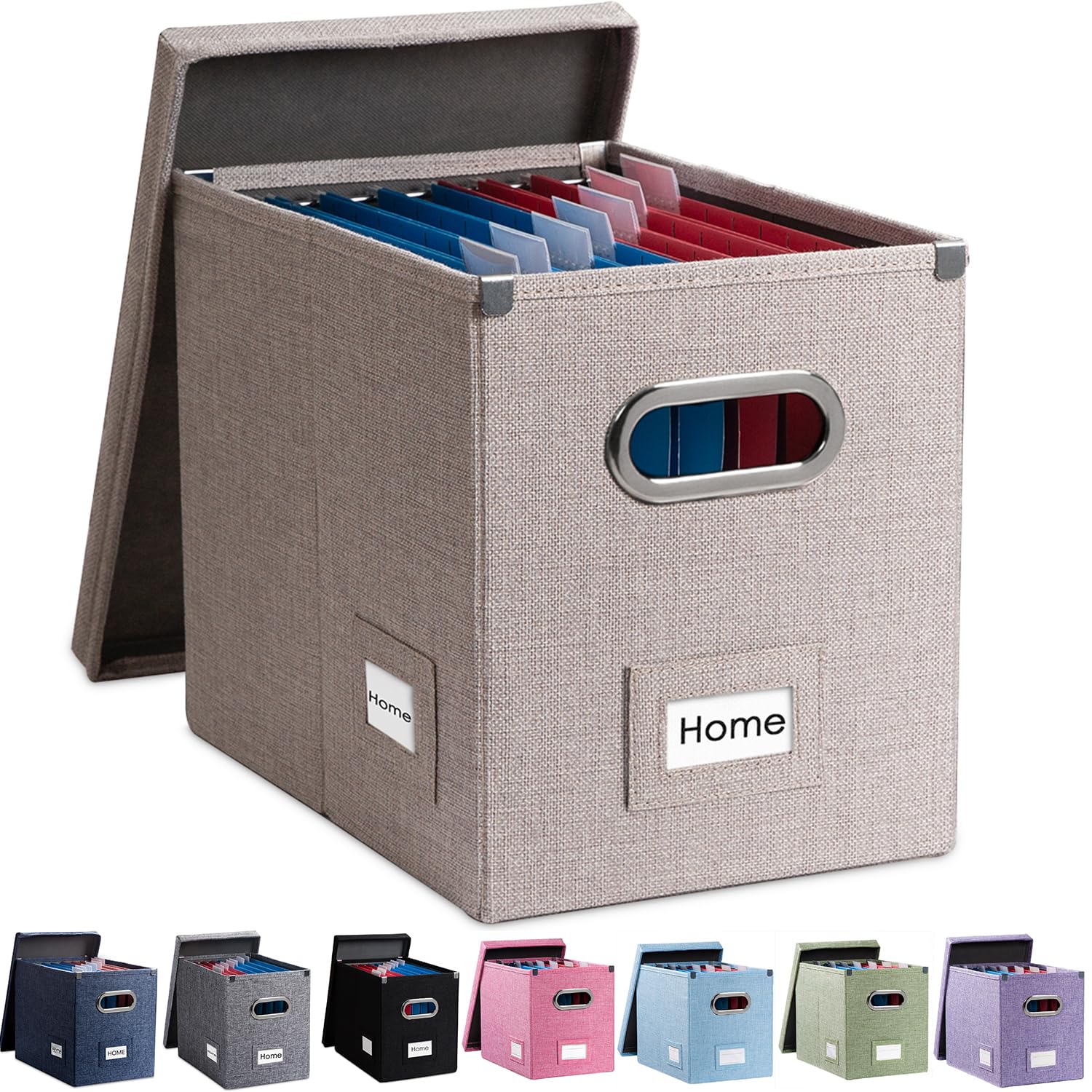 PRANDOM File Organizer Box - Set of 1 Collapsible Decorative Linen Filing Storage Hanging File