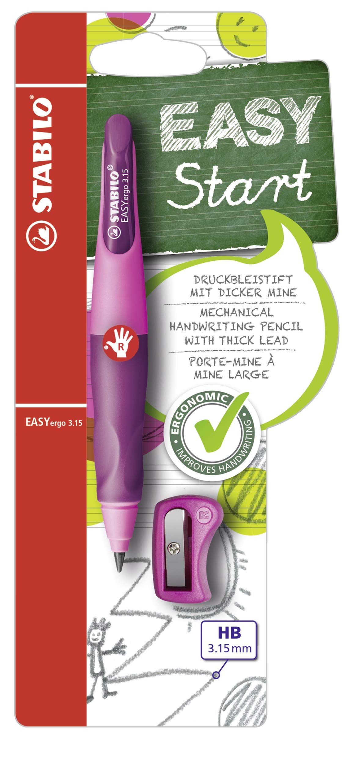 STABILO ergonomic mechanical pencil for righthanders EASYergo 3.15