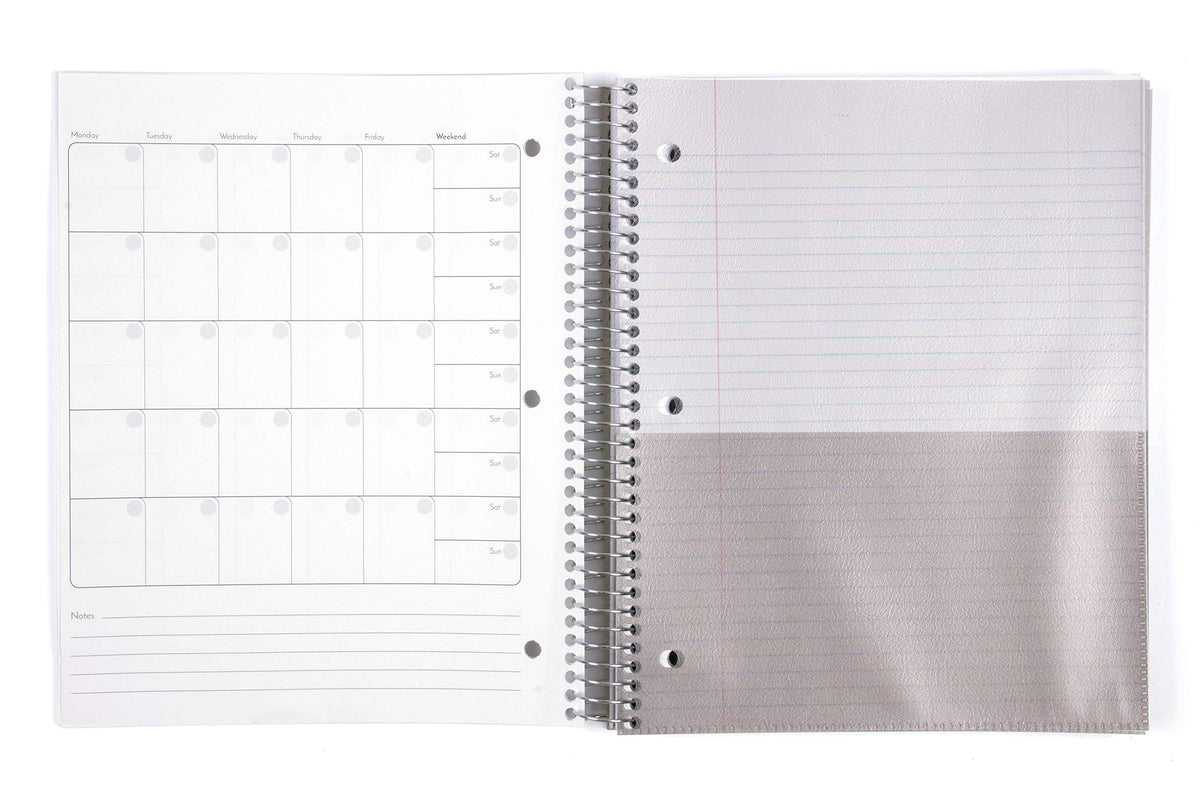 Mintra Office Durable Spiral Notebooks, 5 Subject (Purple, College Ruled 1pk)