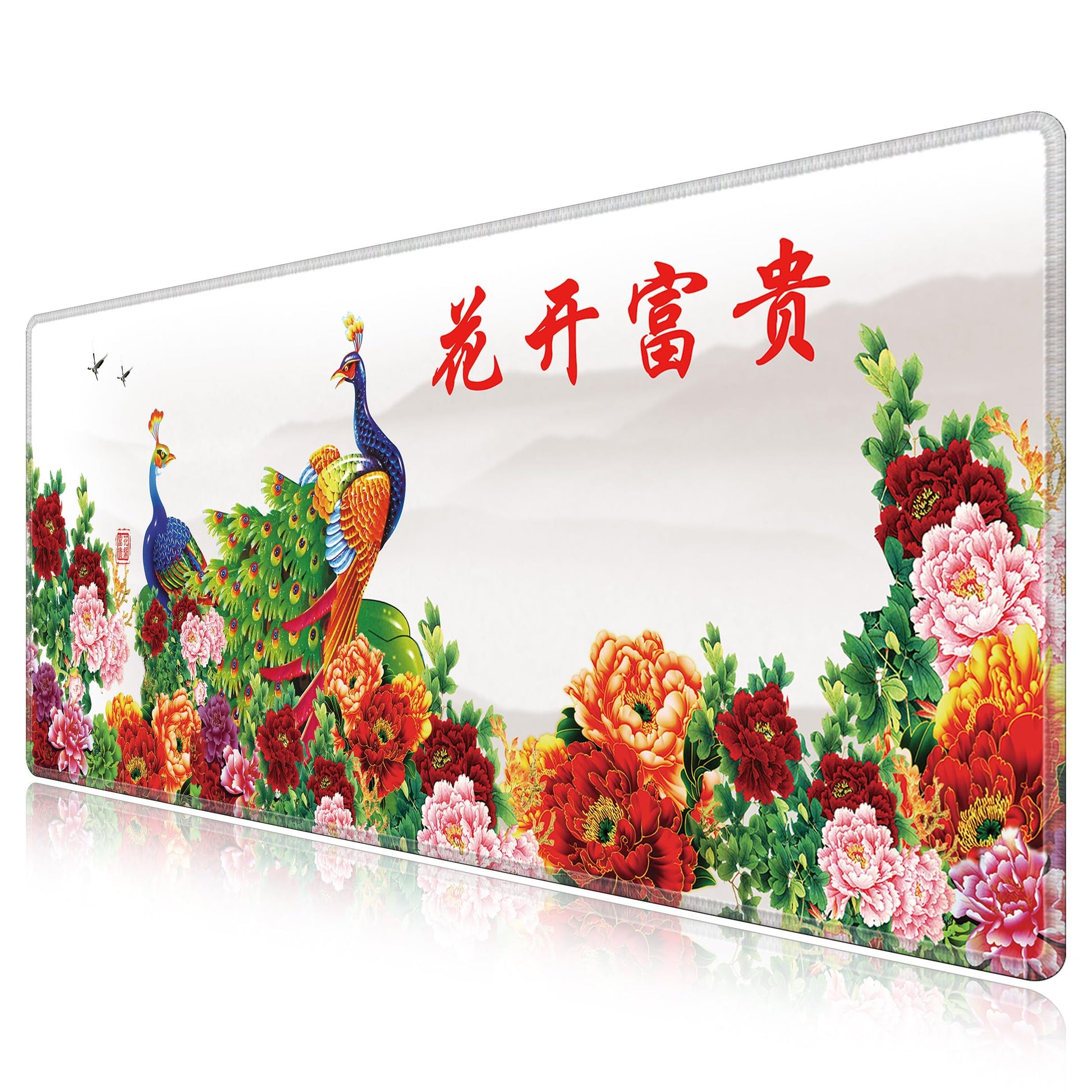LL-COEUR XXL Landscape Gaming Mouse Pad Computer Keyboard Mat Office Desk Pad (Peacock, 47.2" x