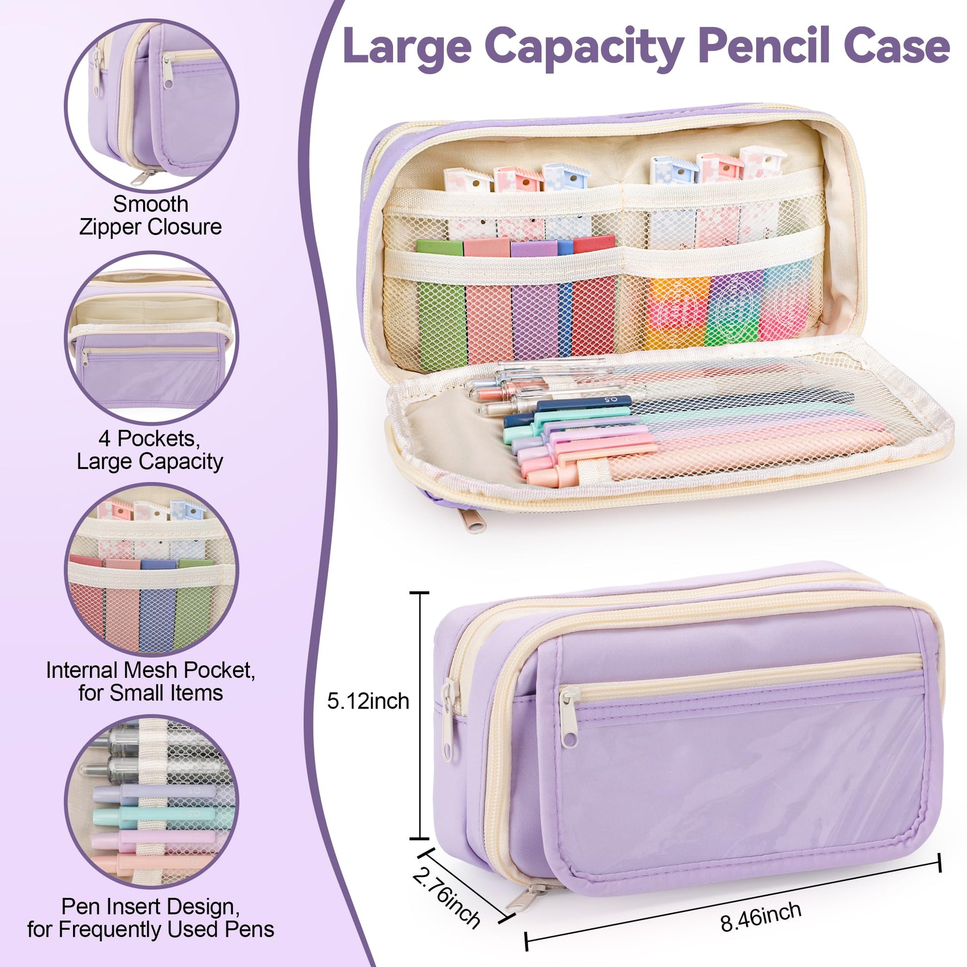 DazSpirit 61PCS Aesthetic College School Supplies Set with Cute Pencil Case