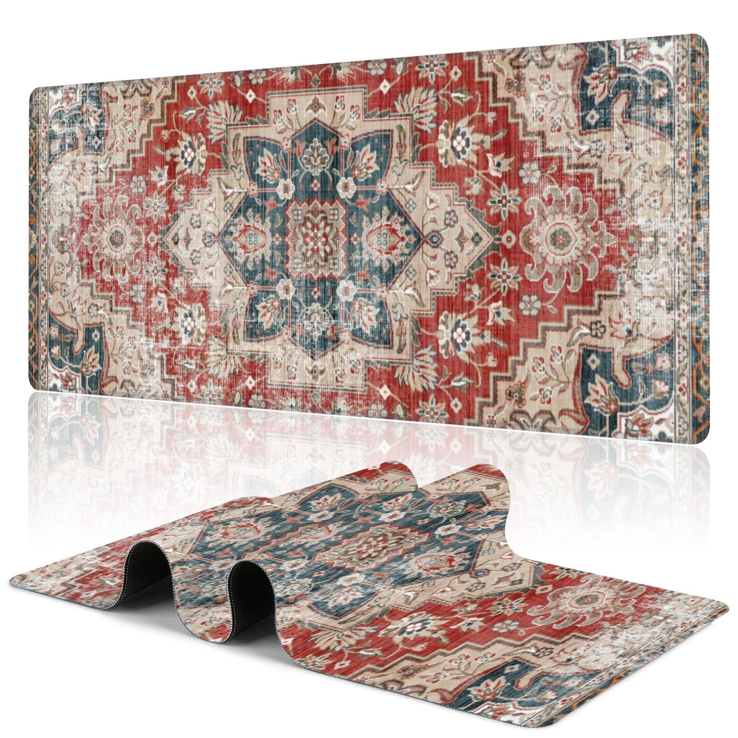 Uiaoiais Desk Pad,Persian Style Textile Rug Texture Gaming Mouse Pad,31.5"X15.7" Extended Gaming
