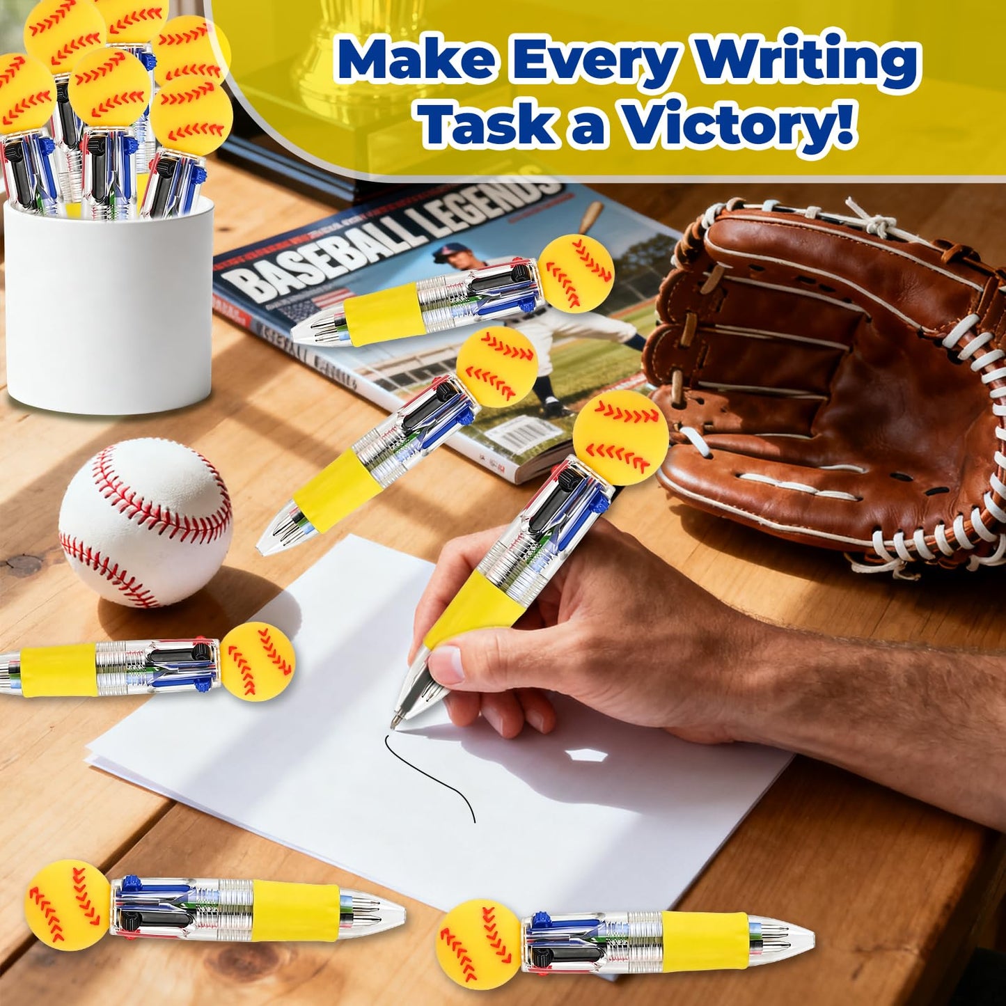 Zhirlyn Softball Party Favors Softball Pens Mini Multicolor Pen in One Cute Fun 4-in-1 Pens Bulk