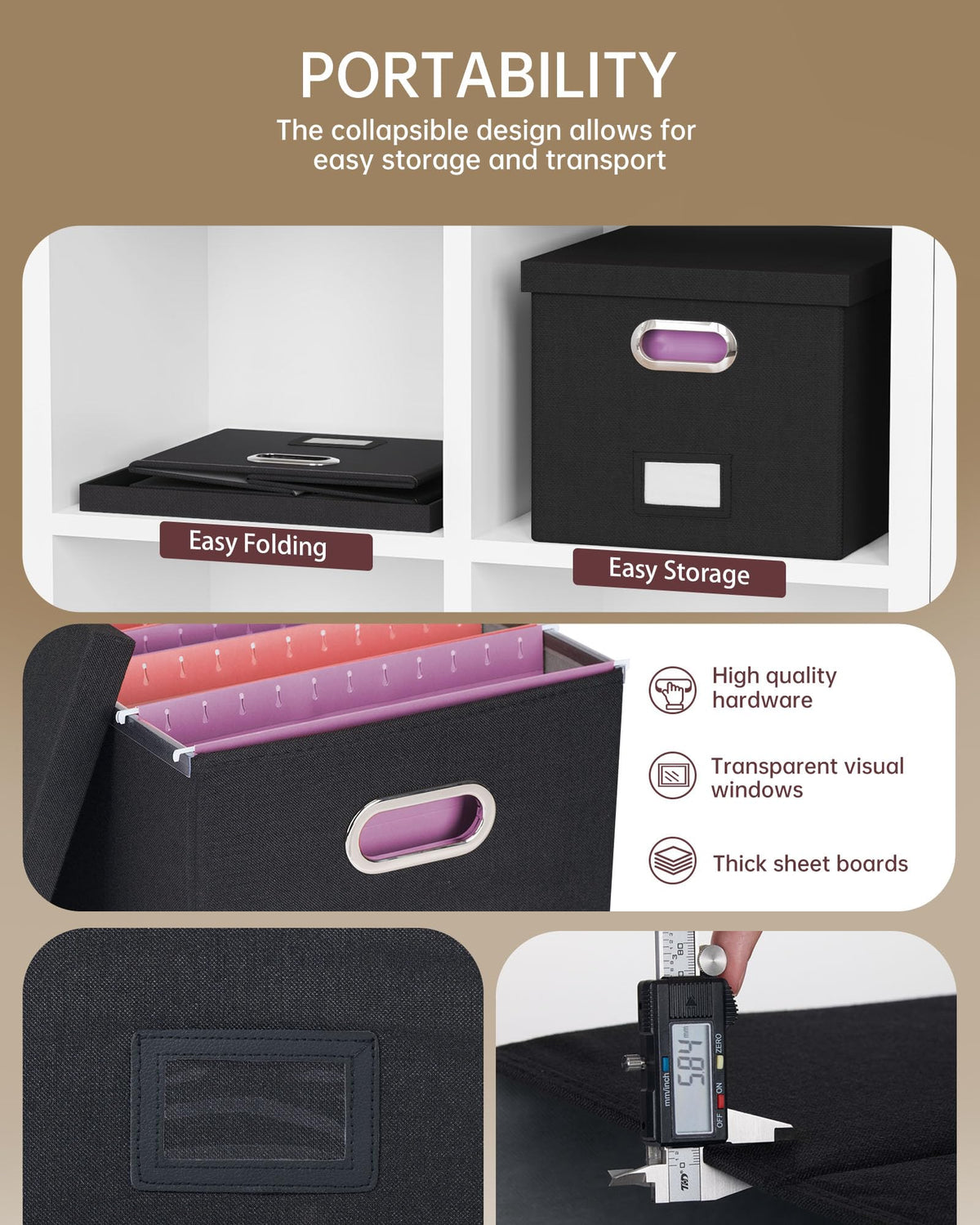Oterri File Organizer, File Box, File Cabinet for Letter File Folder Storage, Hanging File