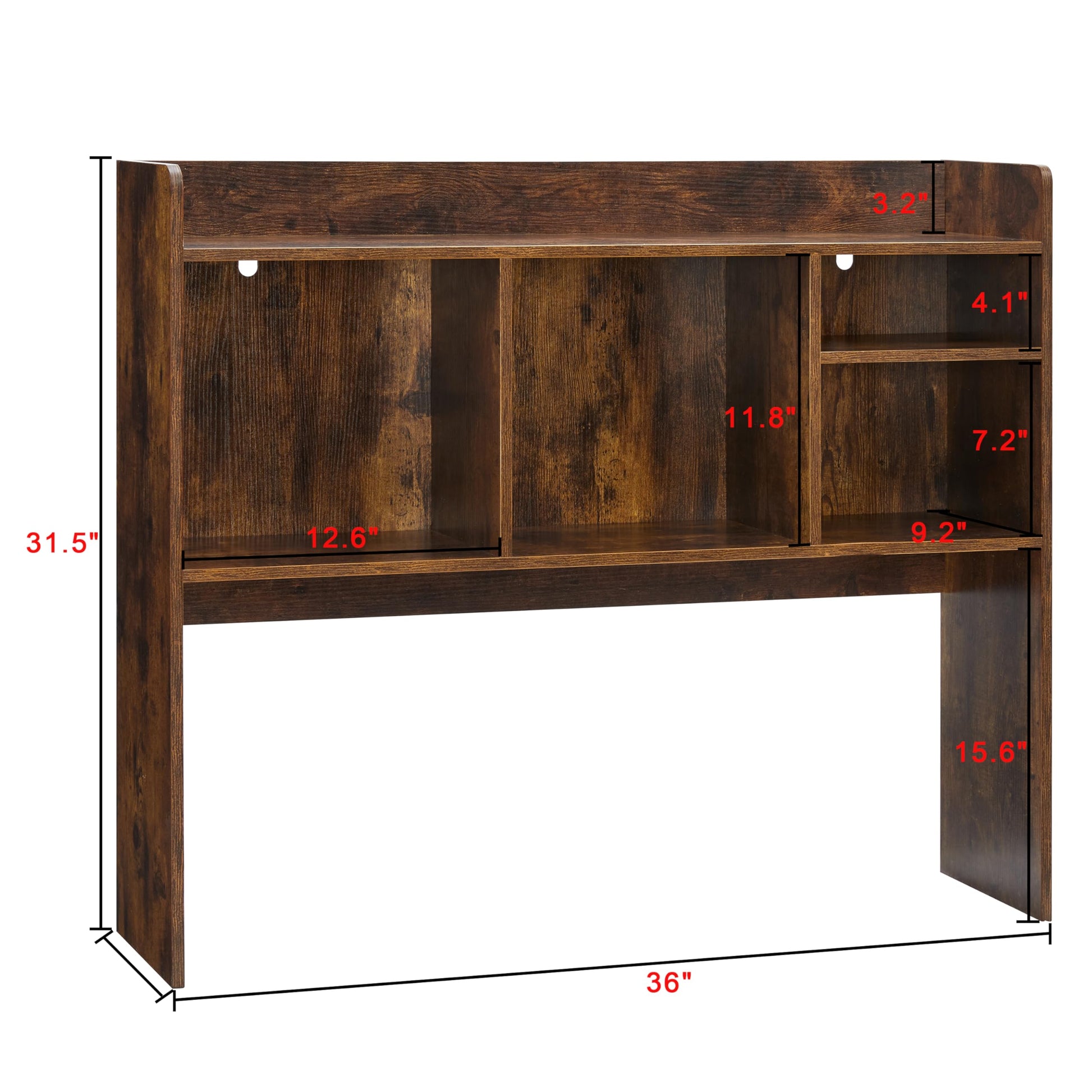 Nromant Desktop Bookshelf, Wooden Desk Storage Hutch with 6 Shelves for Computer Desk, 3-Tier