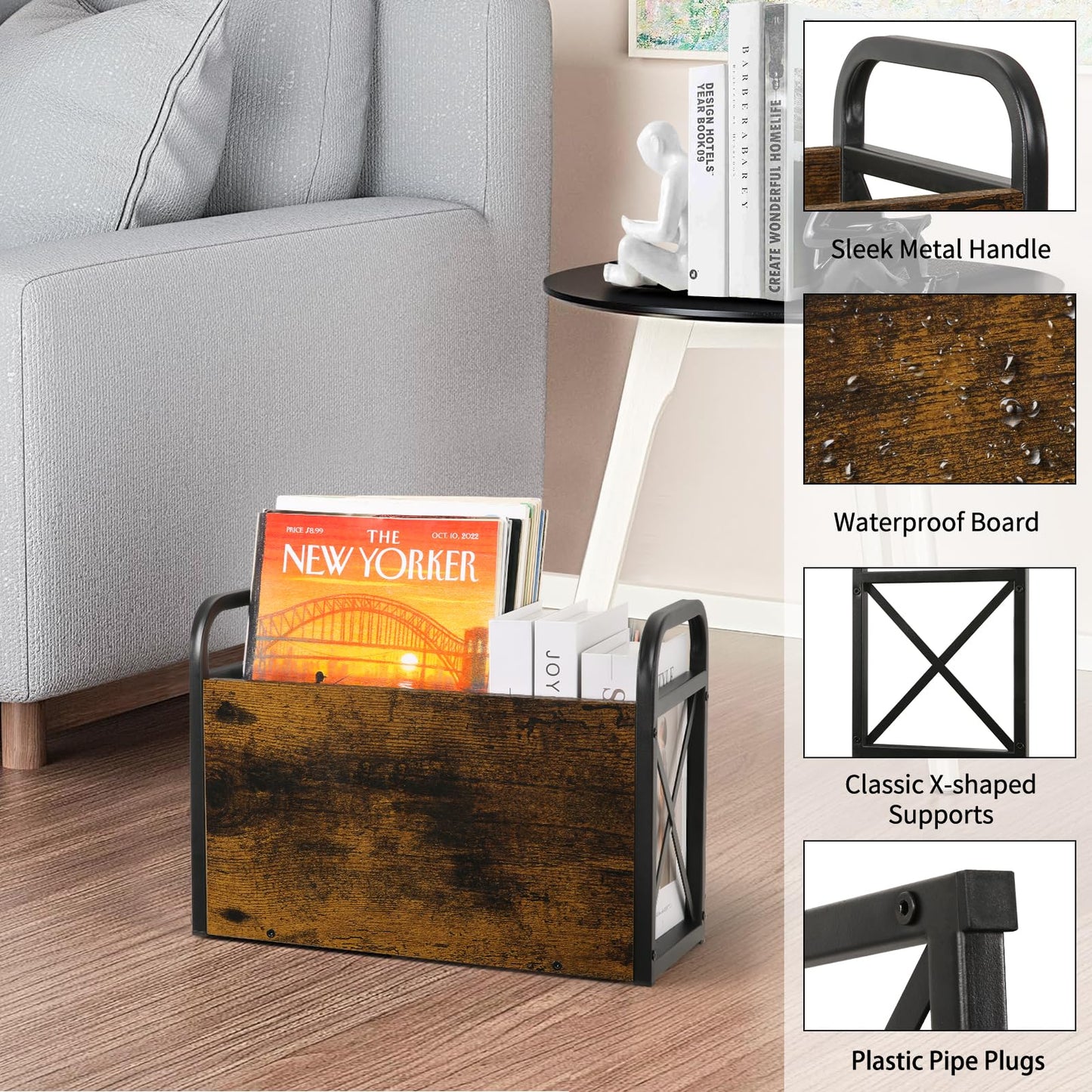 YINMIT Magazine Holder, Magazine Rack Floor, Magazine Storage Basket, Folder Organizer Bin for