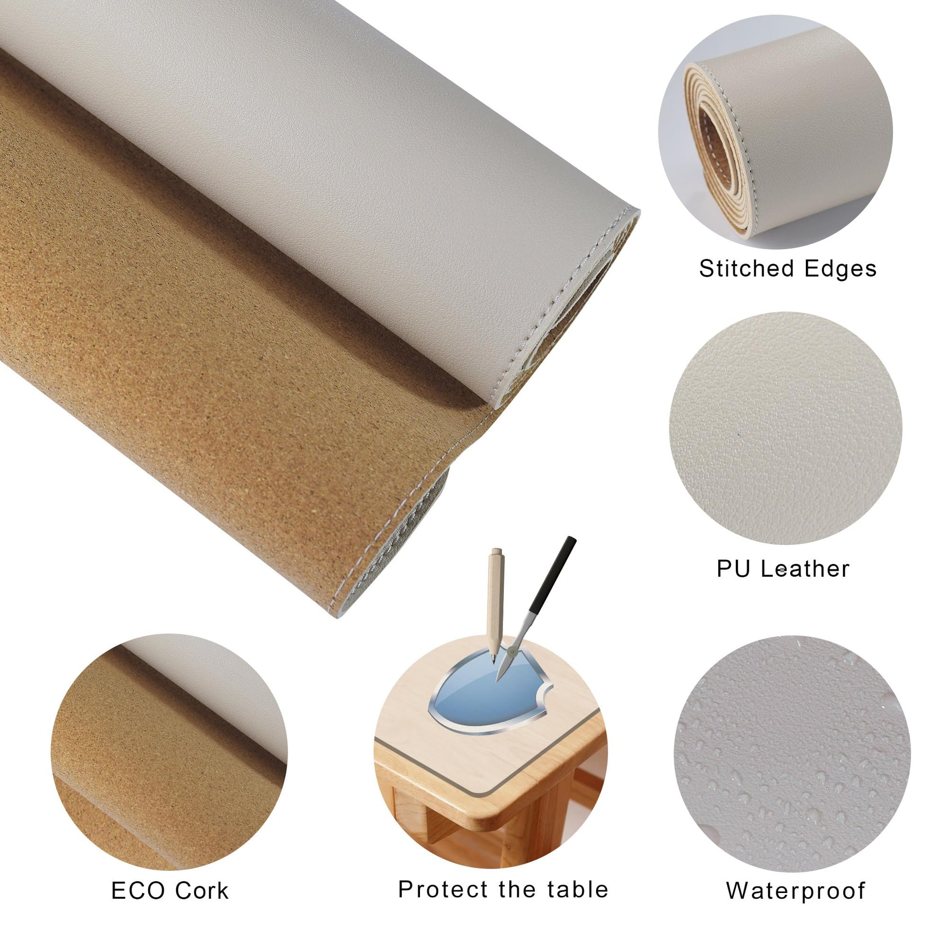MAIDERN 40”x 24” Leather Desk Pad, Reversible Large Desk Mat, Cork & Leather Large Mouse pad for
