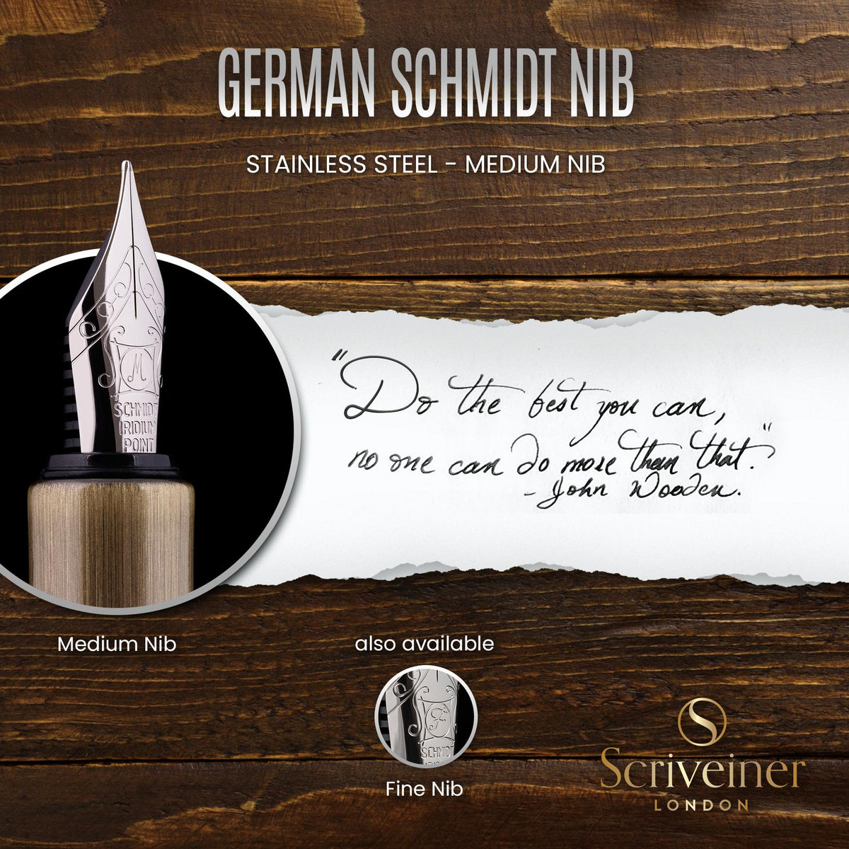 Scriveiner Luxury EDC Fountain Pen (Medium), Stunning Heavy Brass Pocket Pen, Hand Brushed Bronze