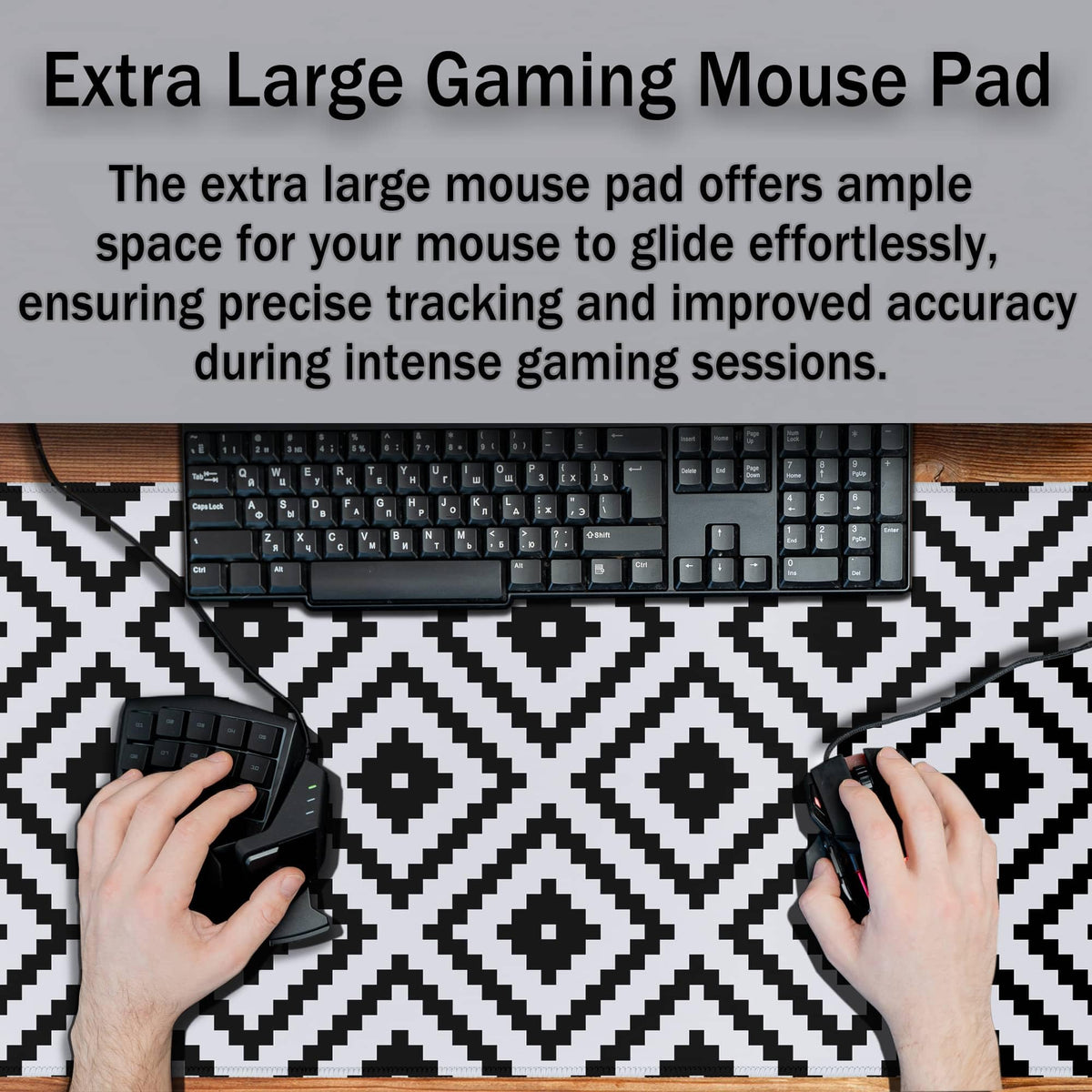 Samgula Large Mouse Pad Black and White XXL Mousepad Gaming Mouse Pads Computer Desk Mats Extra