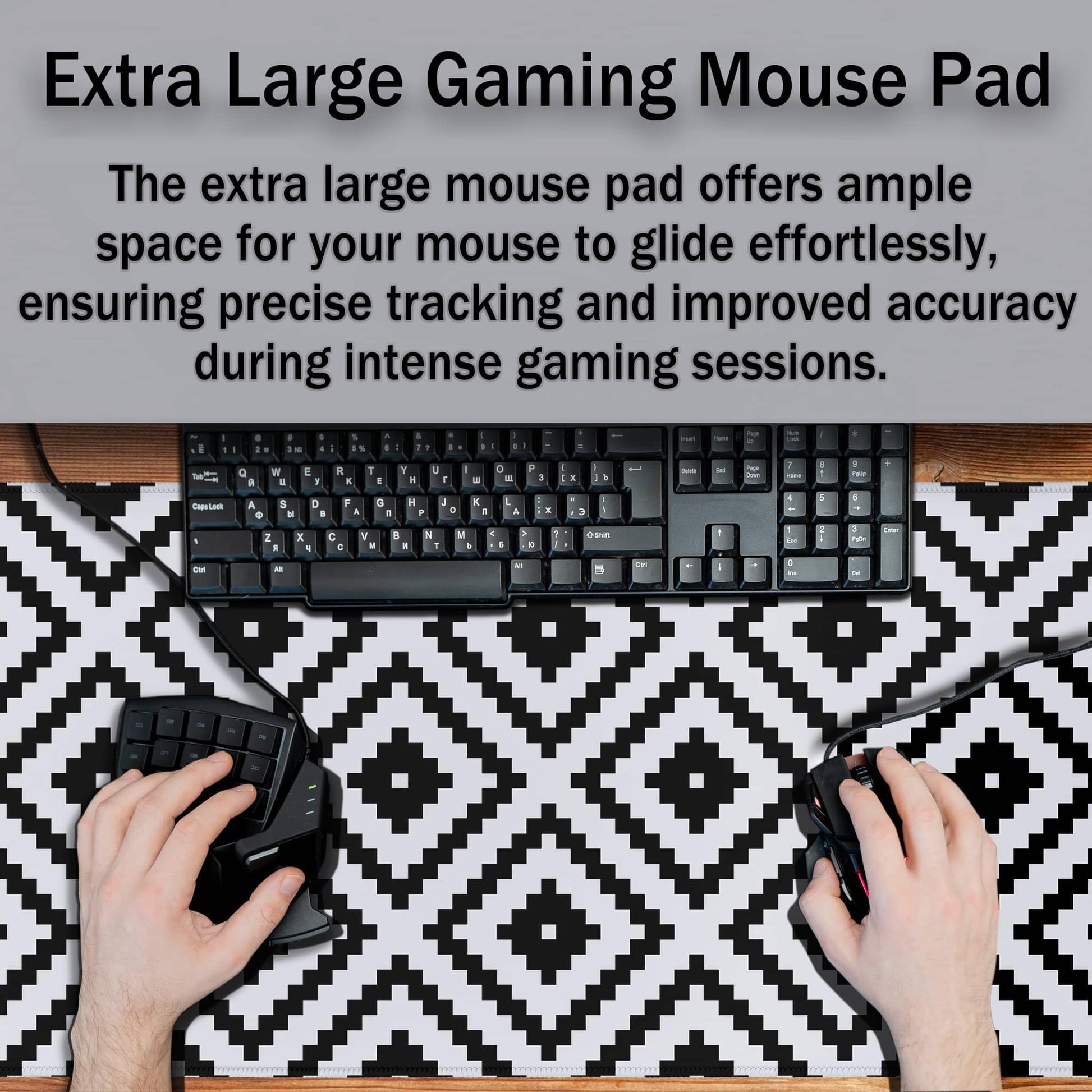 Samgula Large Mouse Pad Black and White XXL Mousepad Gaming Mouse Pads Computer Desk Mats Extra