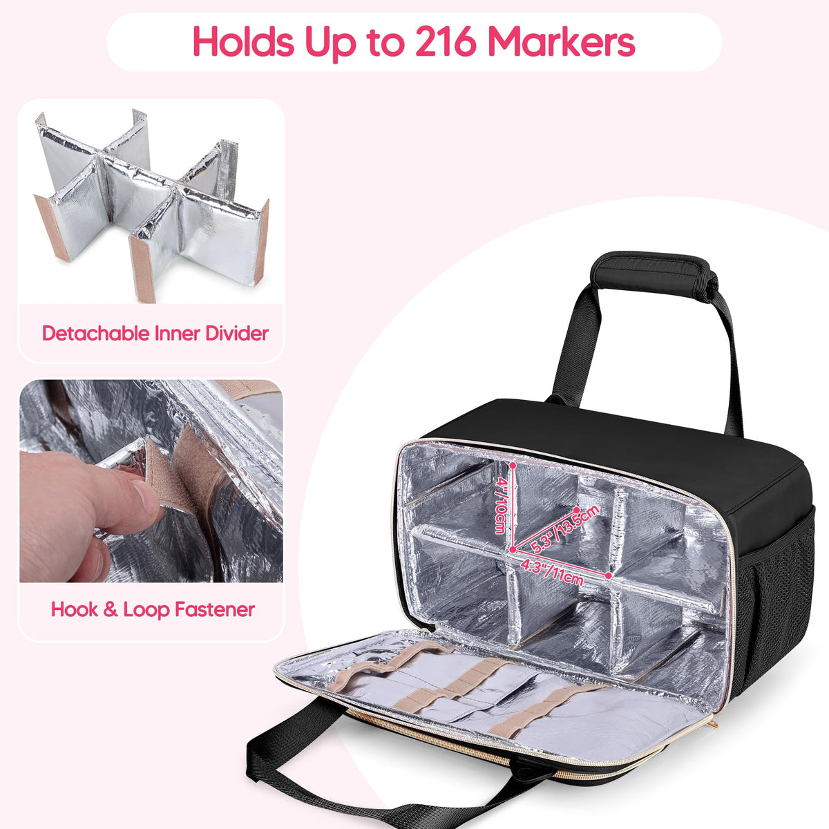 Prokva Marker Organizer Case for 216 Markers, Large Marker Storage Bag