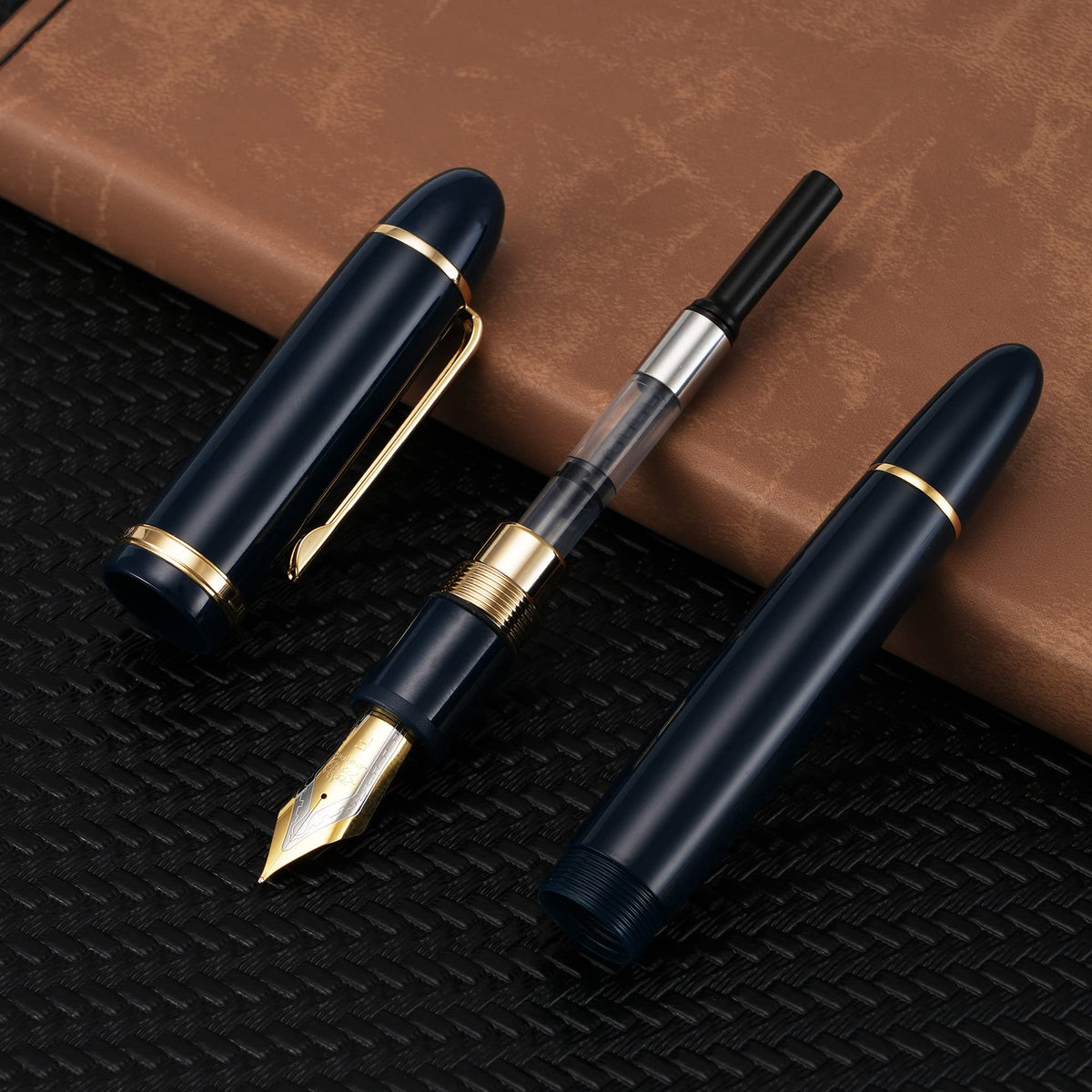 Jinhao X159 Fine Nib Fountain Pen, Dark Blue with Golden Clip Acrylic Big Size Writing Pen