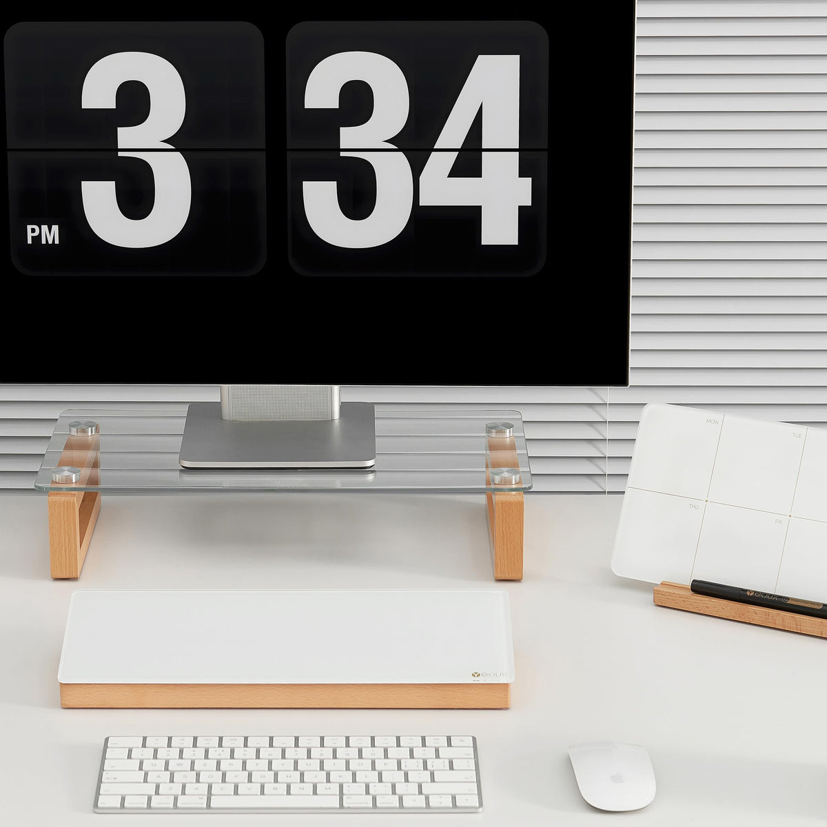 YEOUX Multi-Purpose Desktop Stand - 17.0" x 9.0" x 3.5" (Clear & Beech)